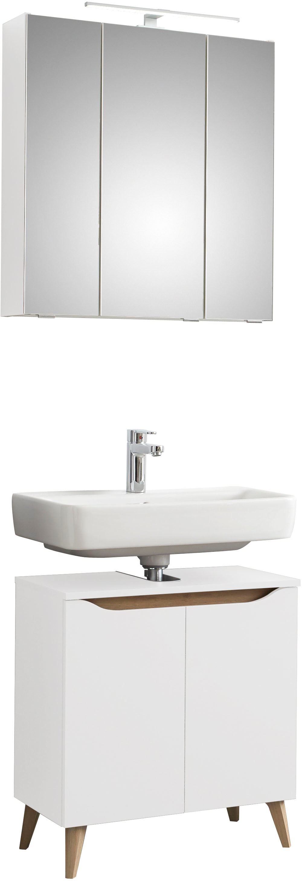 Saphir Badmöbel-Set »Quickset 2-teilig, Waschbeckenunterschrank mit LED-Spi günstig online kaufen