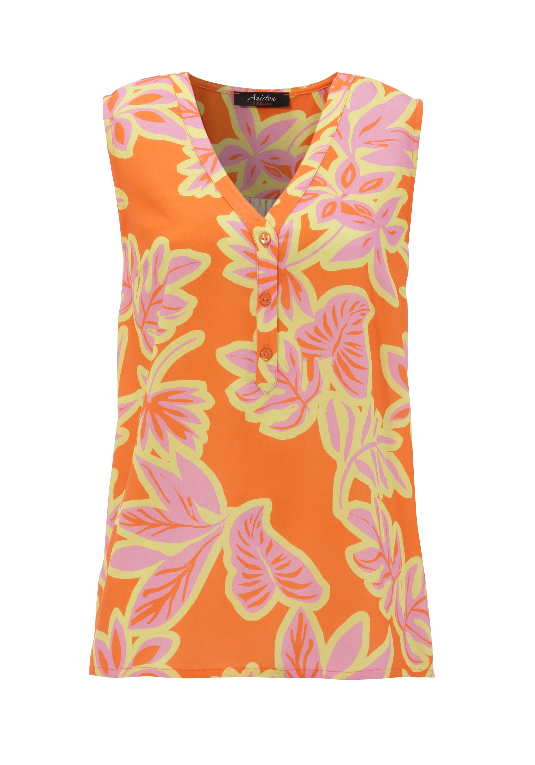 Aniston CASUAL Blusentop, mit farbintensivem, großflächigem Blätter-Druck