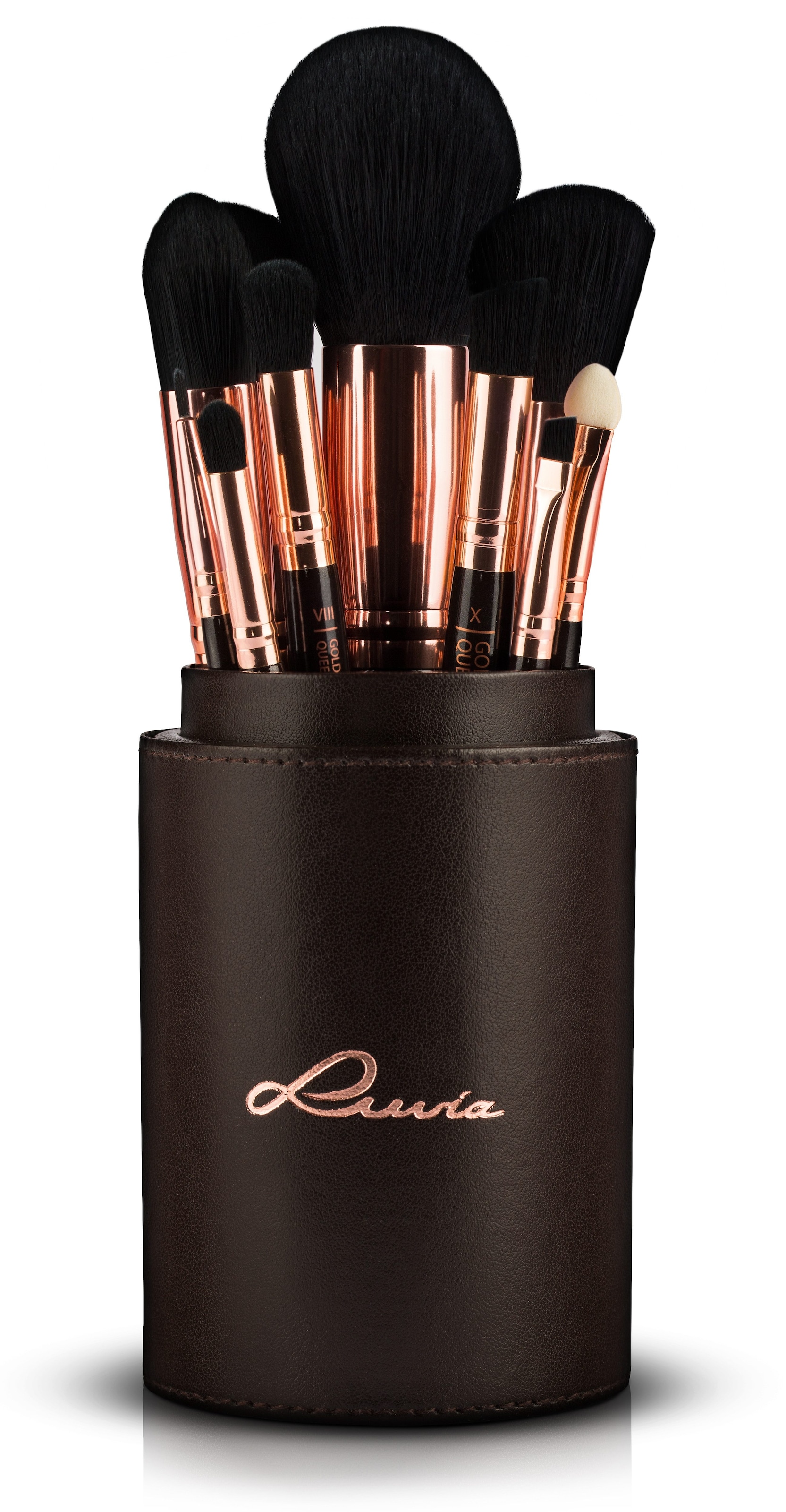 Luvia Cosmetics Kosmetikpinsel-Set »Golden Queen«, (15 tlg., mit Pinselhalter), vegan