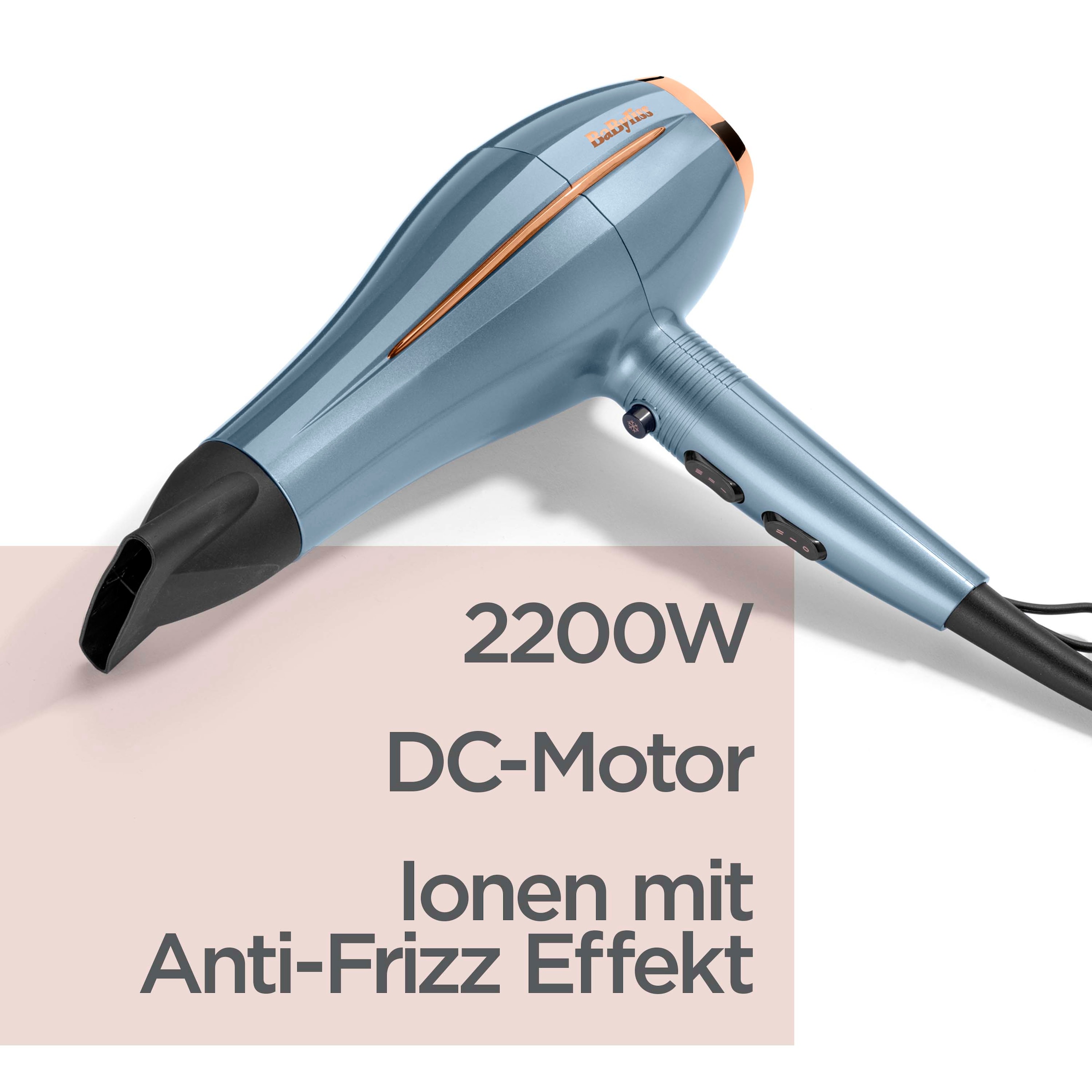 BaByliss Haartrockner »Denim Luxe Haartrockner«, 2200 W, mit Anti-Frizz Ionen und Titan-Keramik-Technologie