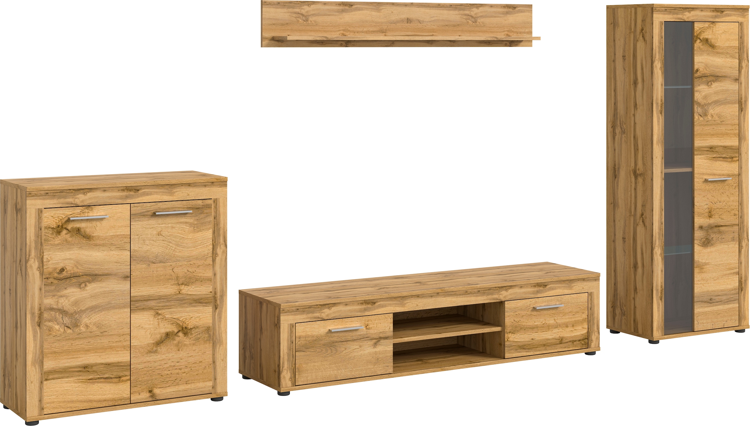 INOSIGN Wohnwand »Aosta, Breite 330cm, best. aus Highboard, Lowboard, Wandb günstig online kaufen