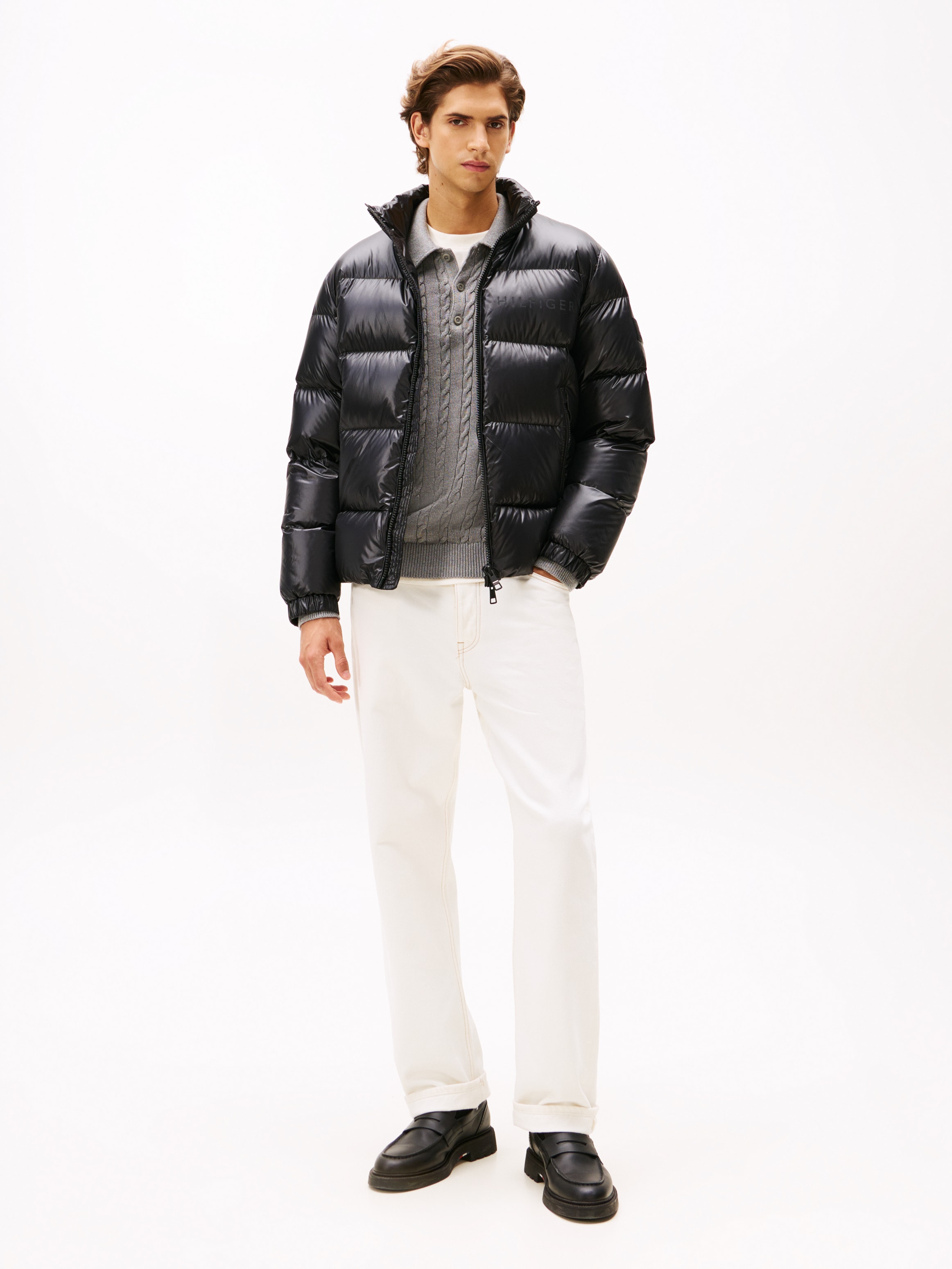 Tommy Hilfiger Steppjacke »SHINY DOWN STAND PUFFER« Winterjacke, Outdoorjacke, glänzende Oberfläche