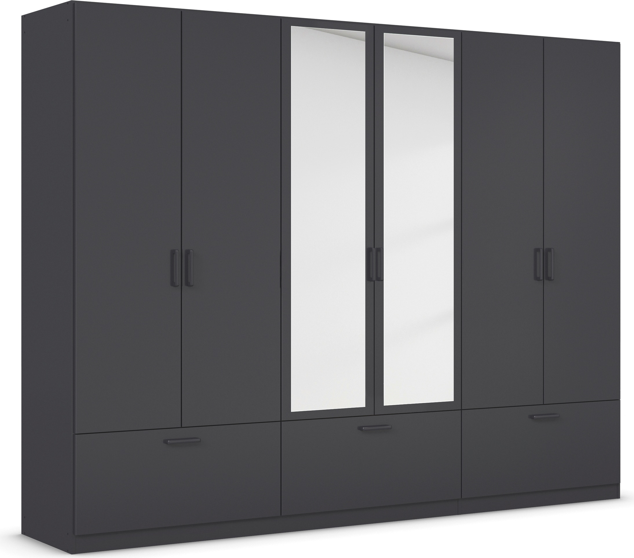rauch Drehtürenschrank »Kleiderschrank Schrank Garderobe Wäscheschrank BARI mit Spiegel«, mit Schubkästen und modernem Griff in Graumetallic MADE IN GERMANY
