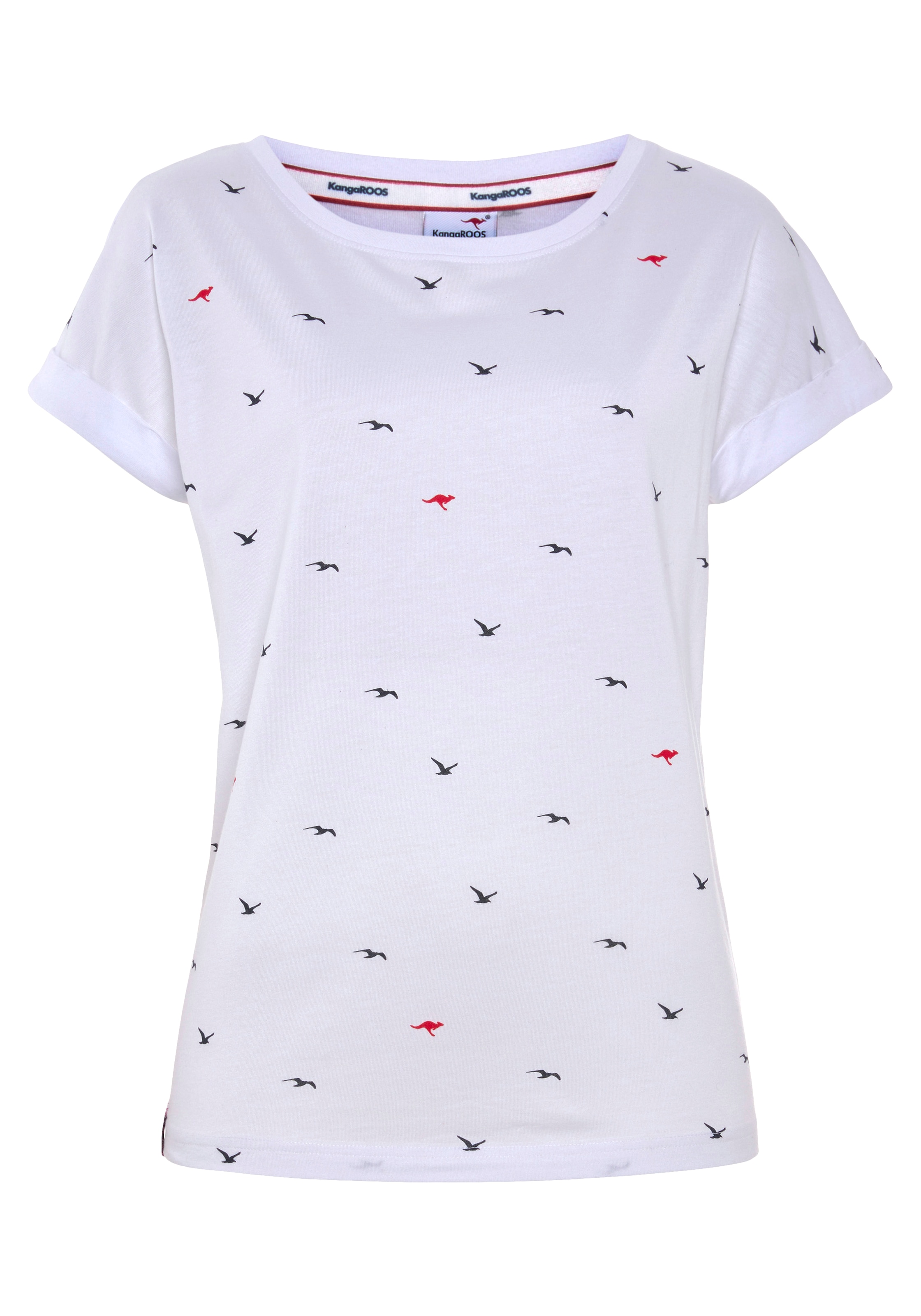 KangaROOS Print-Shirt kurzärmelig,  figurumspielend,  mit Print,  mit Rundhalsausschnitt