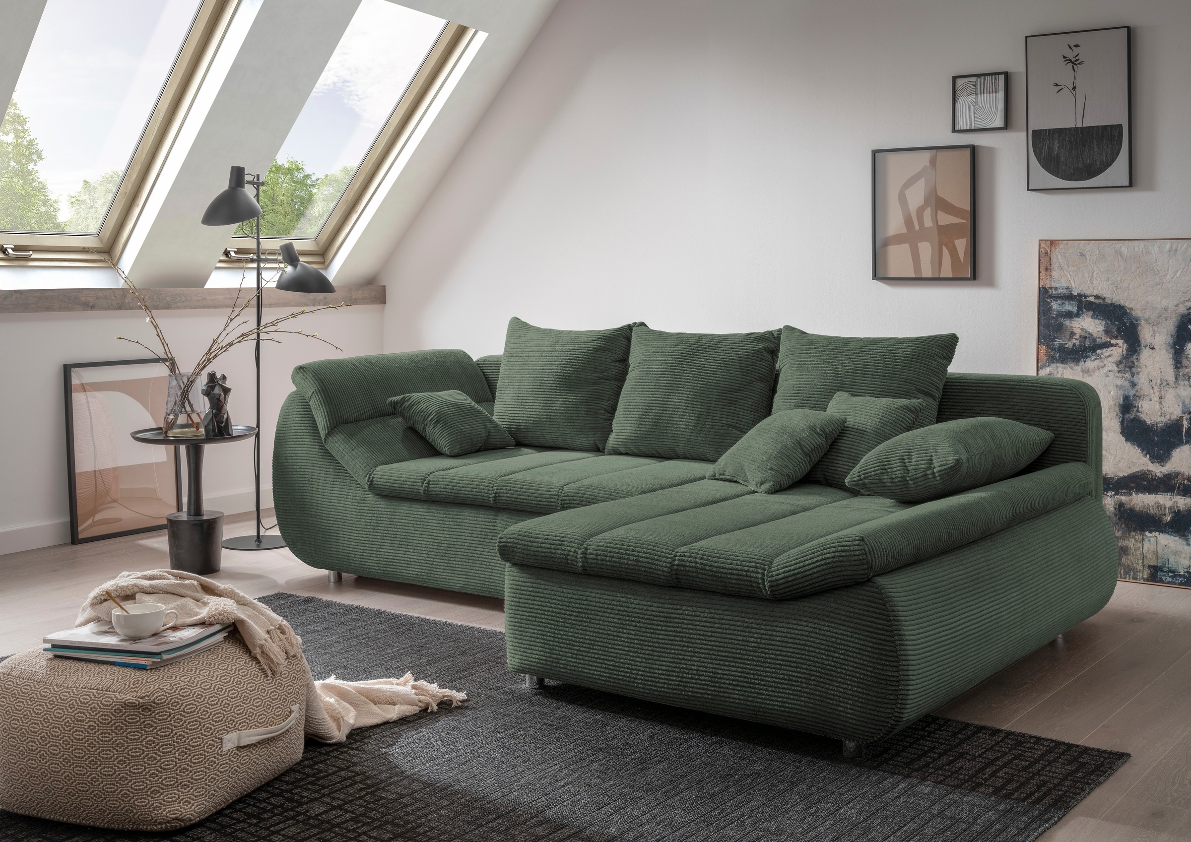 INOSIGN Ecksofa »Imola elegant und bequem, aktuelle Steppung im Sitz, L-For günstig online kaufen