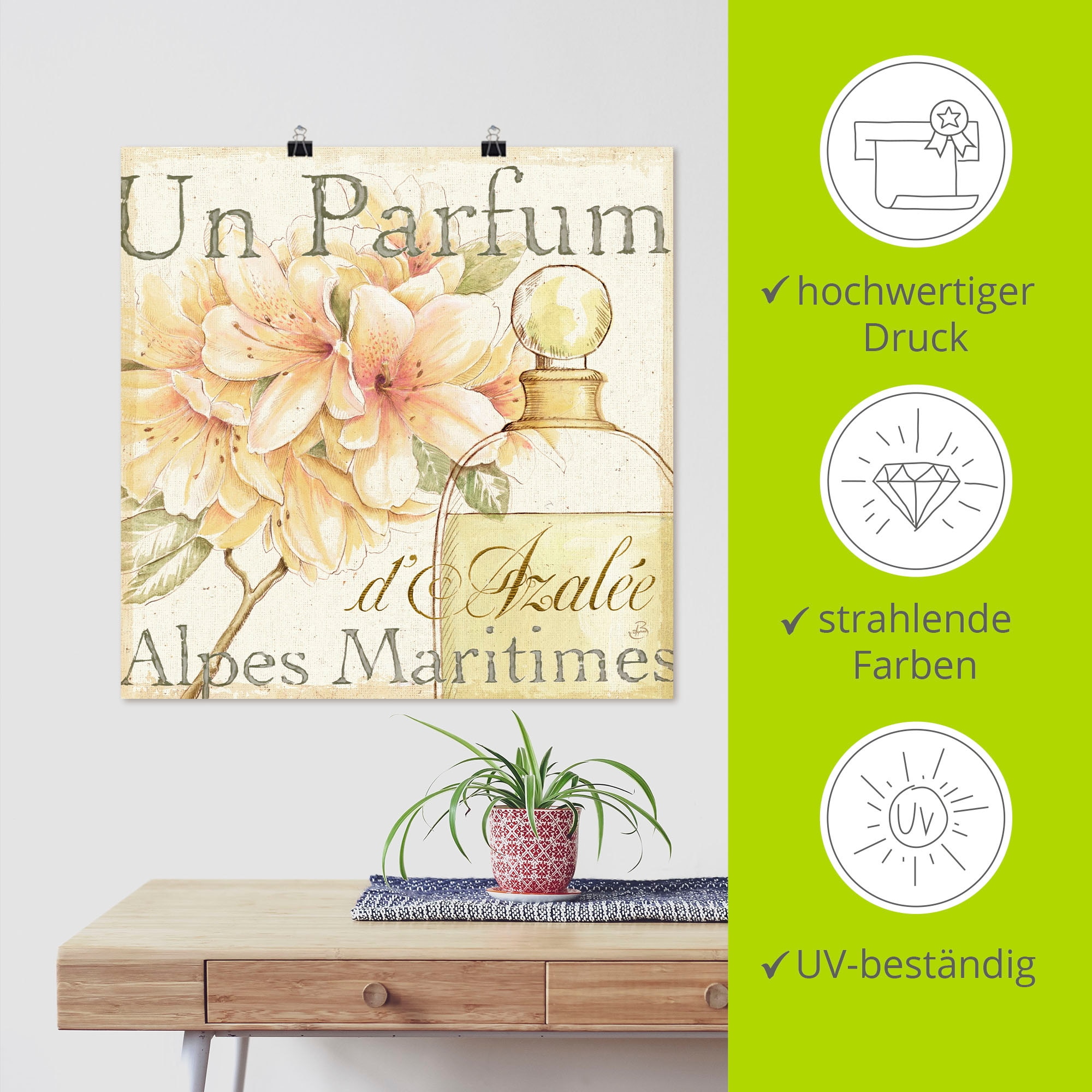 Artland Poster »Blumen und Parfum III«, Schilder, (1 St.), als Leinwandbild, Wandaufkleber oder Poster in versch. Größen