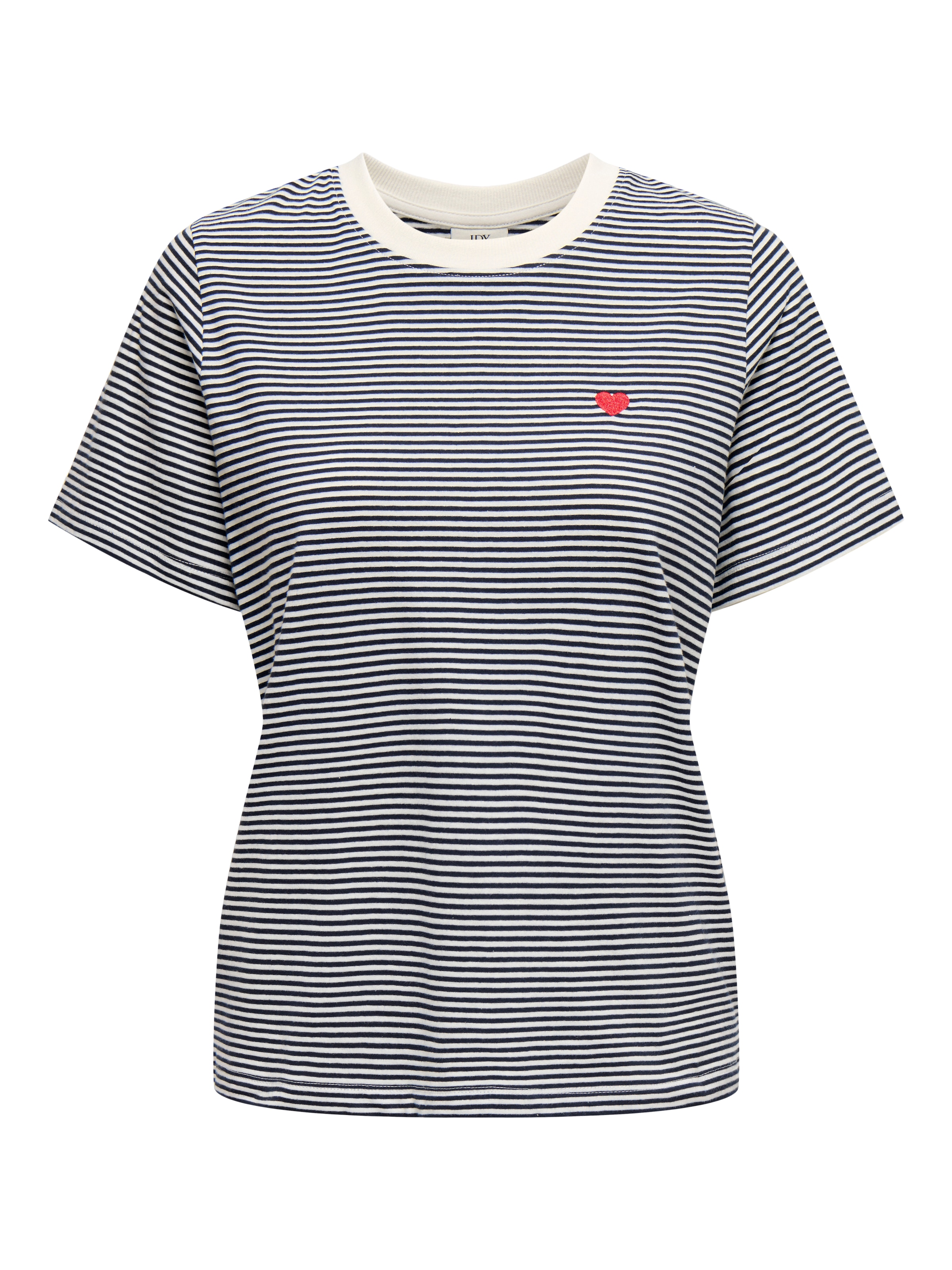 JDY Kurzarmshirt »JDYPISA S/S PRINT TOP JRS NOOS«, mit Herz Stickerei