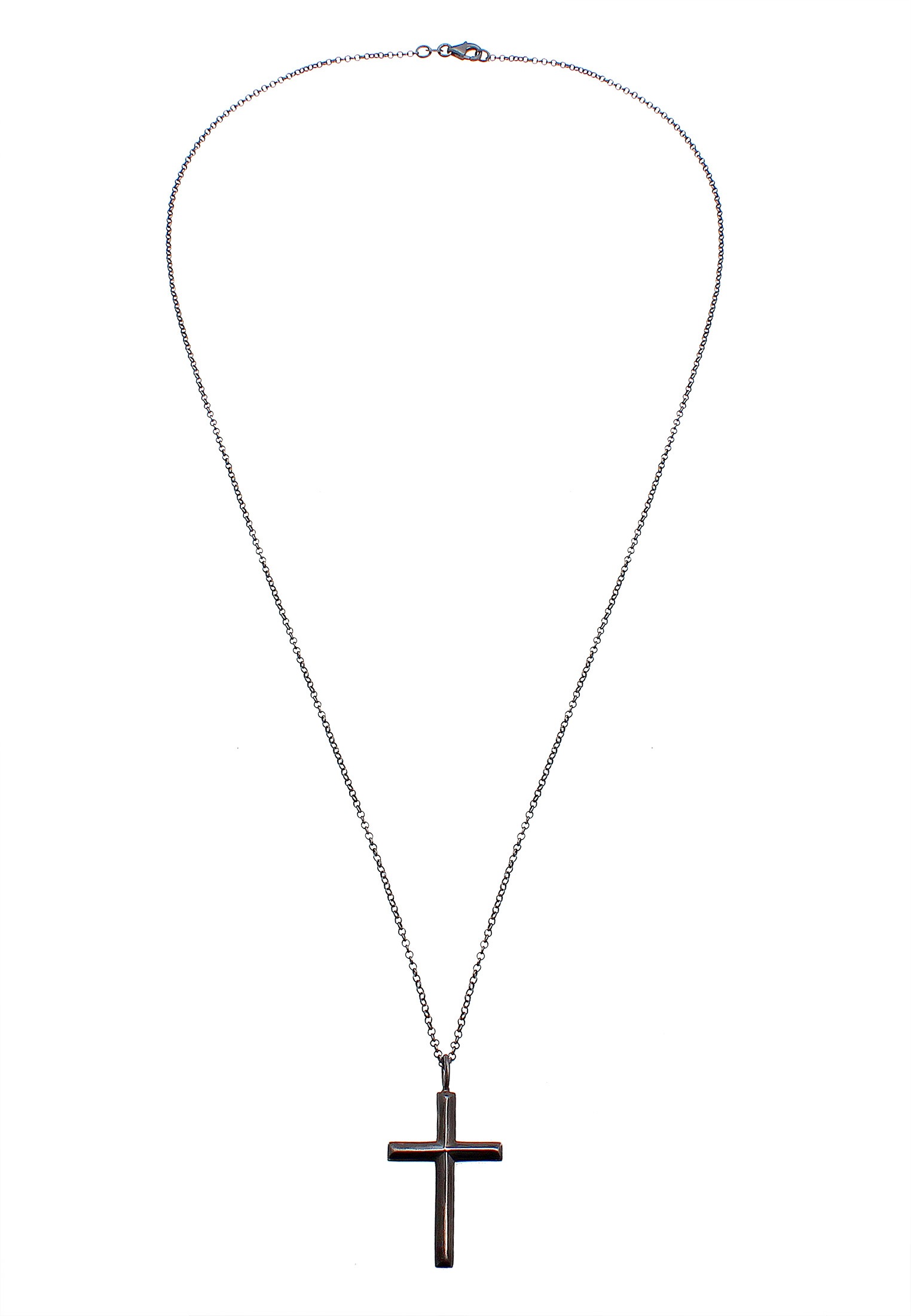 Kuzzoi Lange Kette »Herren mit Kreuz Oxidiert Massiv 925 Silber«