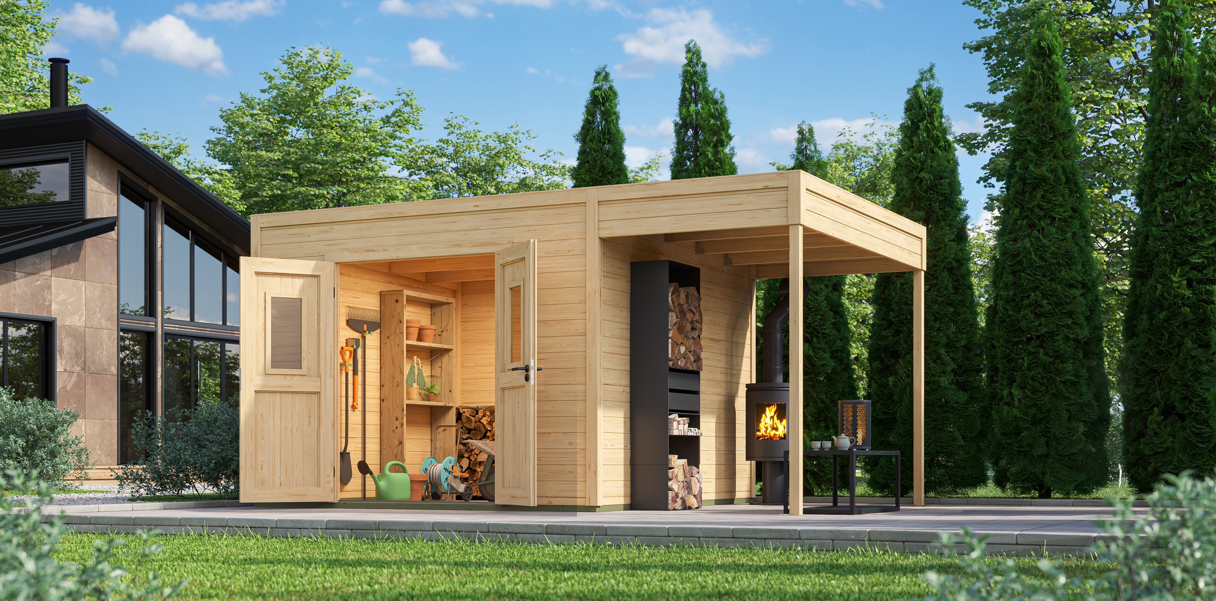 Nordic Holz Gartenhaus-Anbaudach »FELIX_FYNN 3 ANBAU«, Flachdach