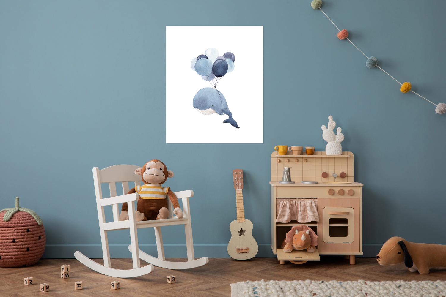 Lüttenhütt Poster »Wal mit Luftballons«, Fantasy-Luftballon-Tiere-Wassertiere, (1 St.), HD Premium Druck