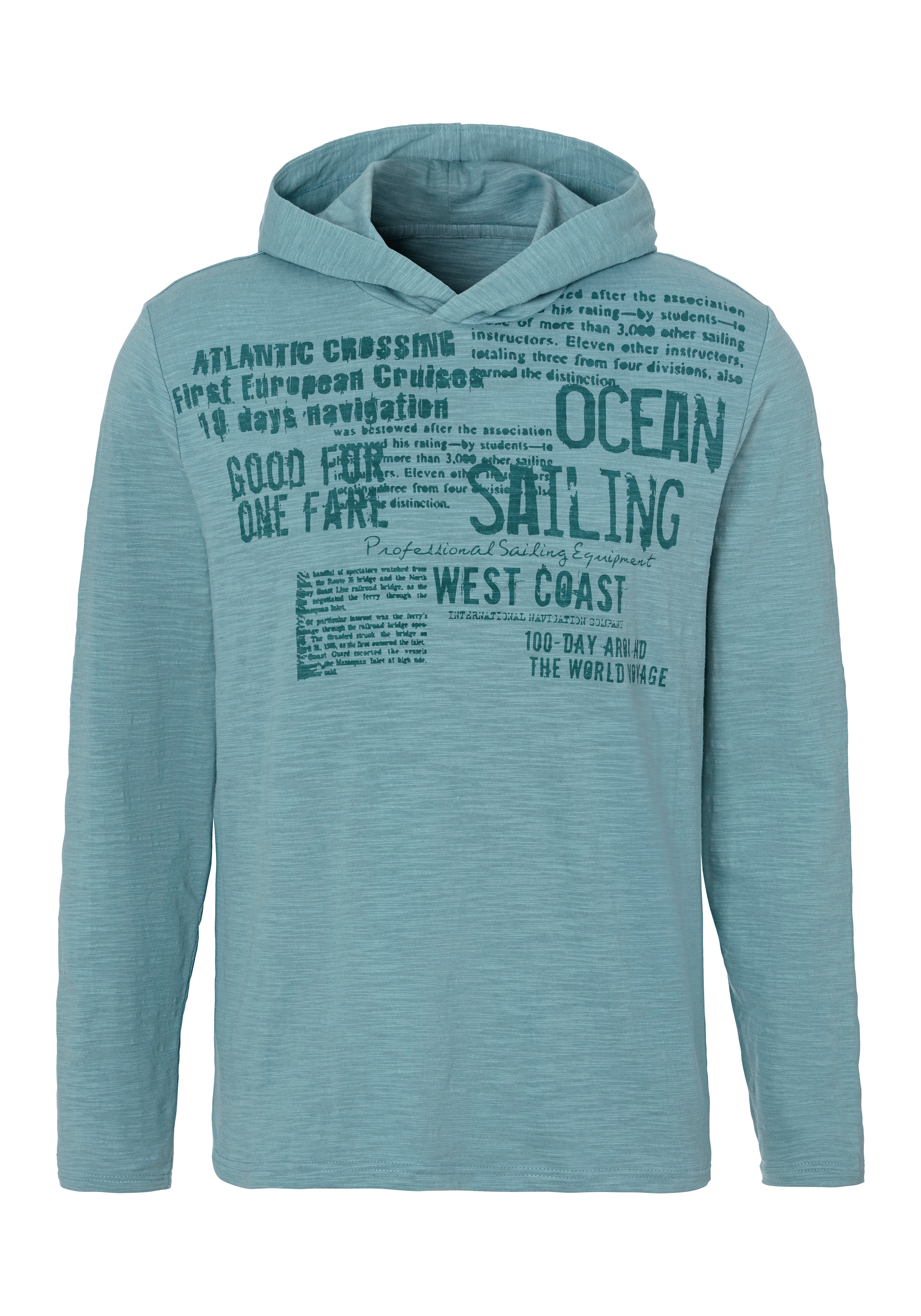 John Devin Kapuzenshirt, Langarmshirt bedruckt mit Kapuze aus strukturierter Baumwoll-Qualität