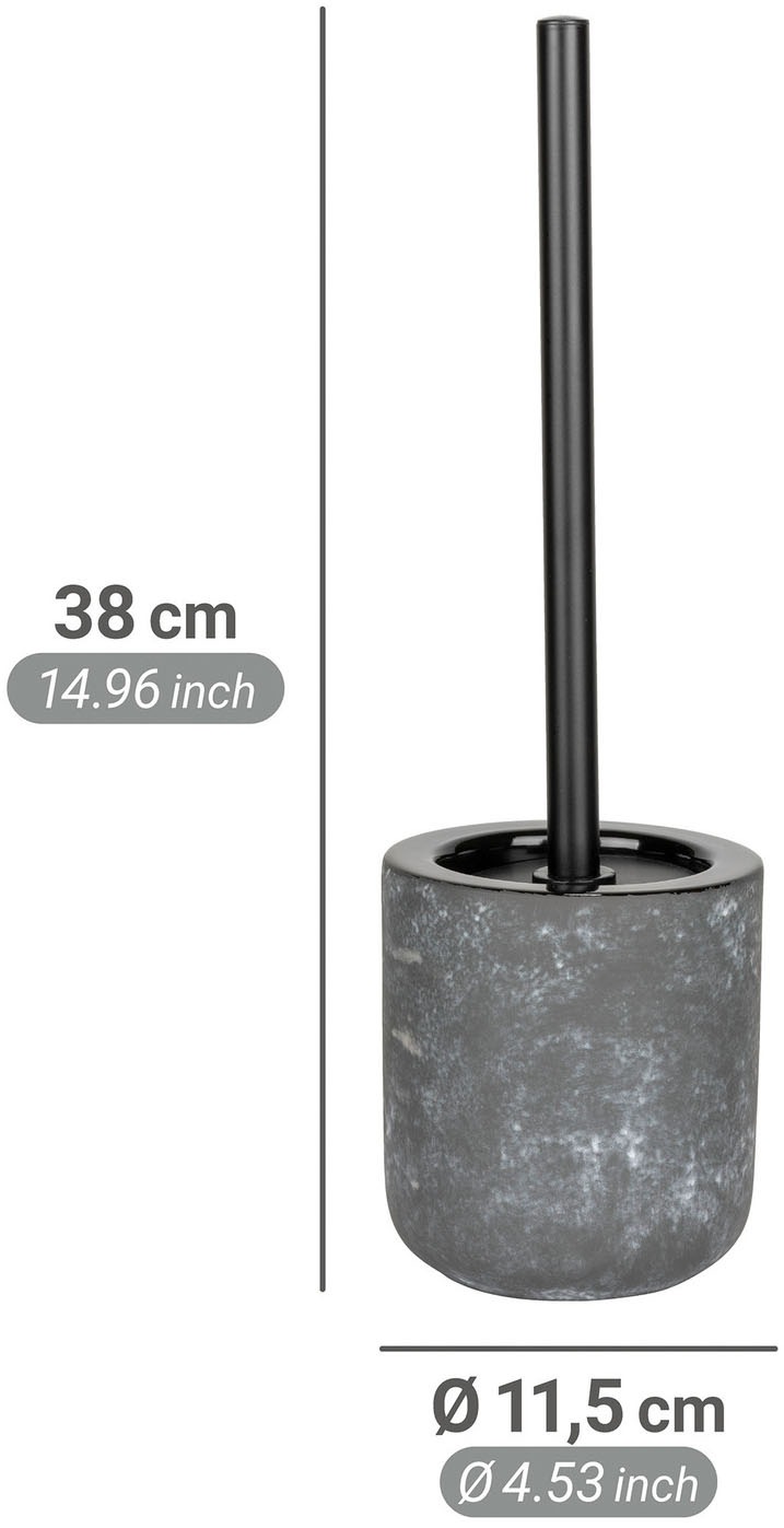 WENKO WC-Garnitur »Sacile« aus Edelstahl | Keramik | Kunststoff Keramik in Beton-Optik, Toilettenbürste mit Kunststoffabdeckung