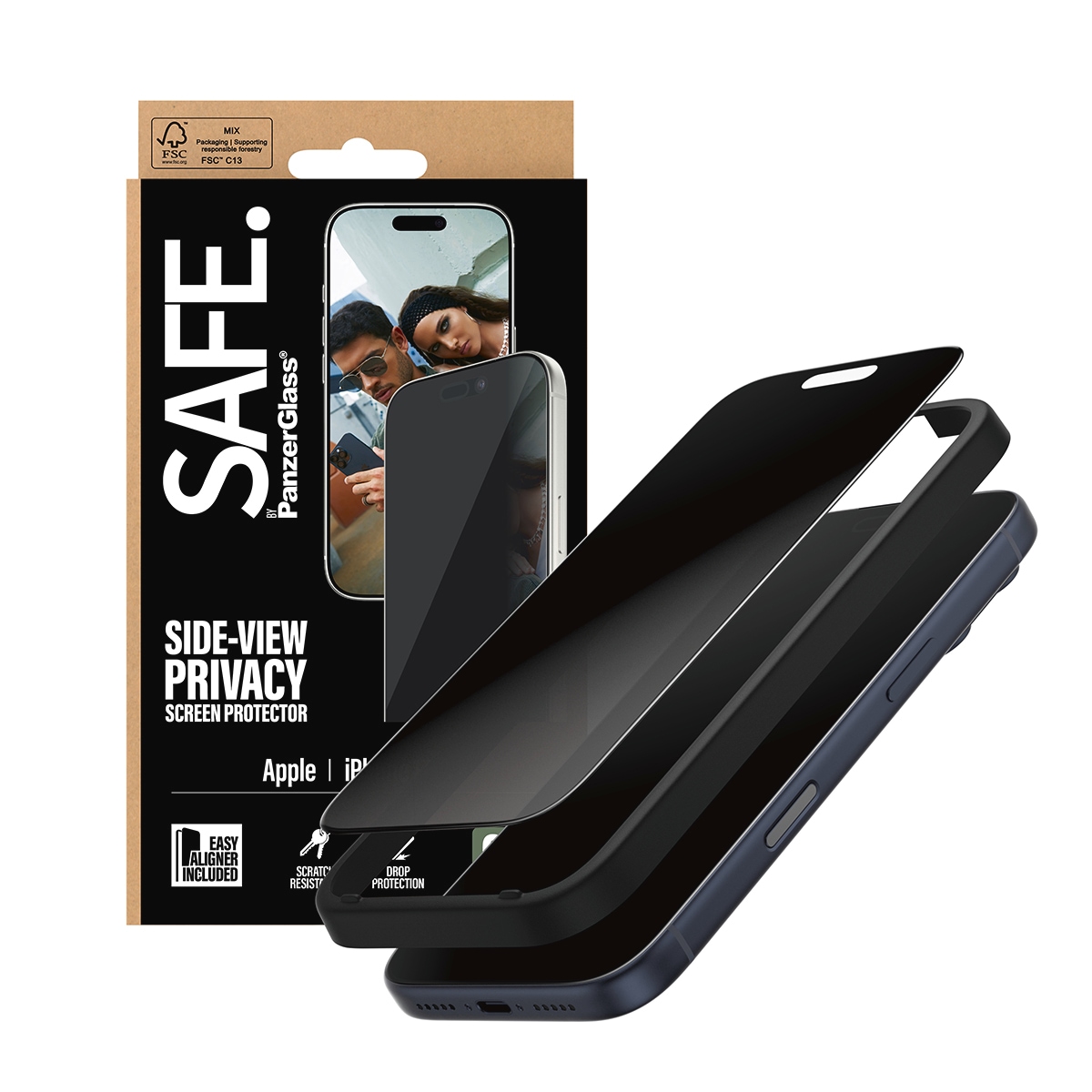 SAFE by PanzerGlass Displayschutzglas »Side-View Privacy Screen Protector«, für Apple iPhone 17 Pro, Displayschutzfolie, Schutzfolie, Bildschirmschutz, kratz- & stoßfest