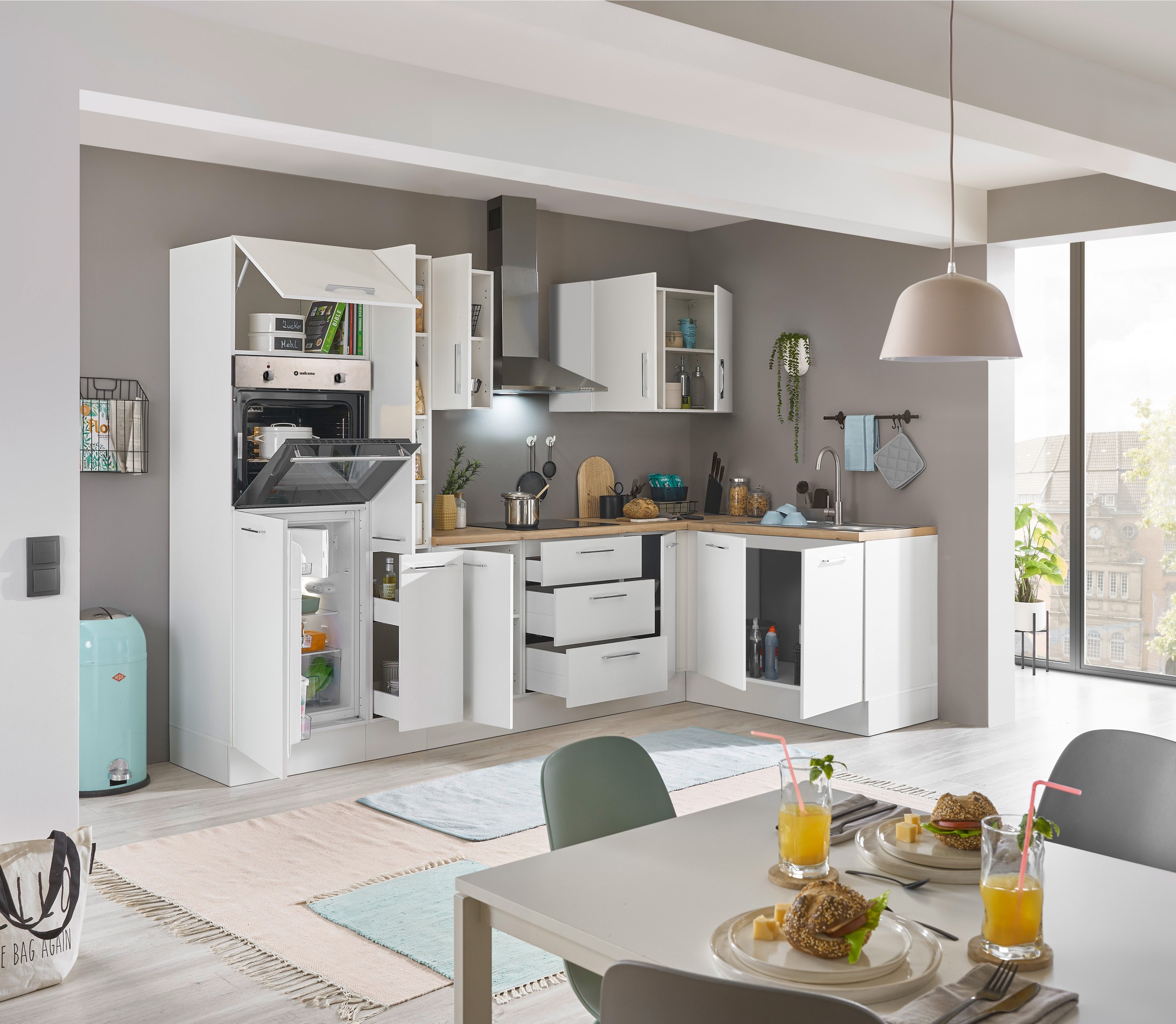 BASIC by Balculina Winkelküche »Turin«, Stellbreite 300x175 cm, wahlweise mit E-Geräten