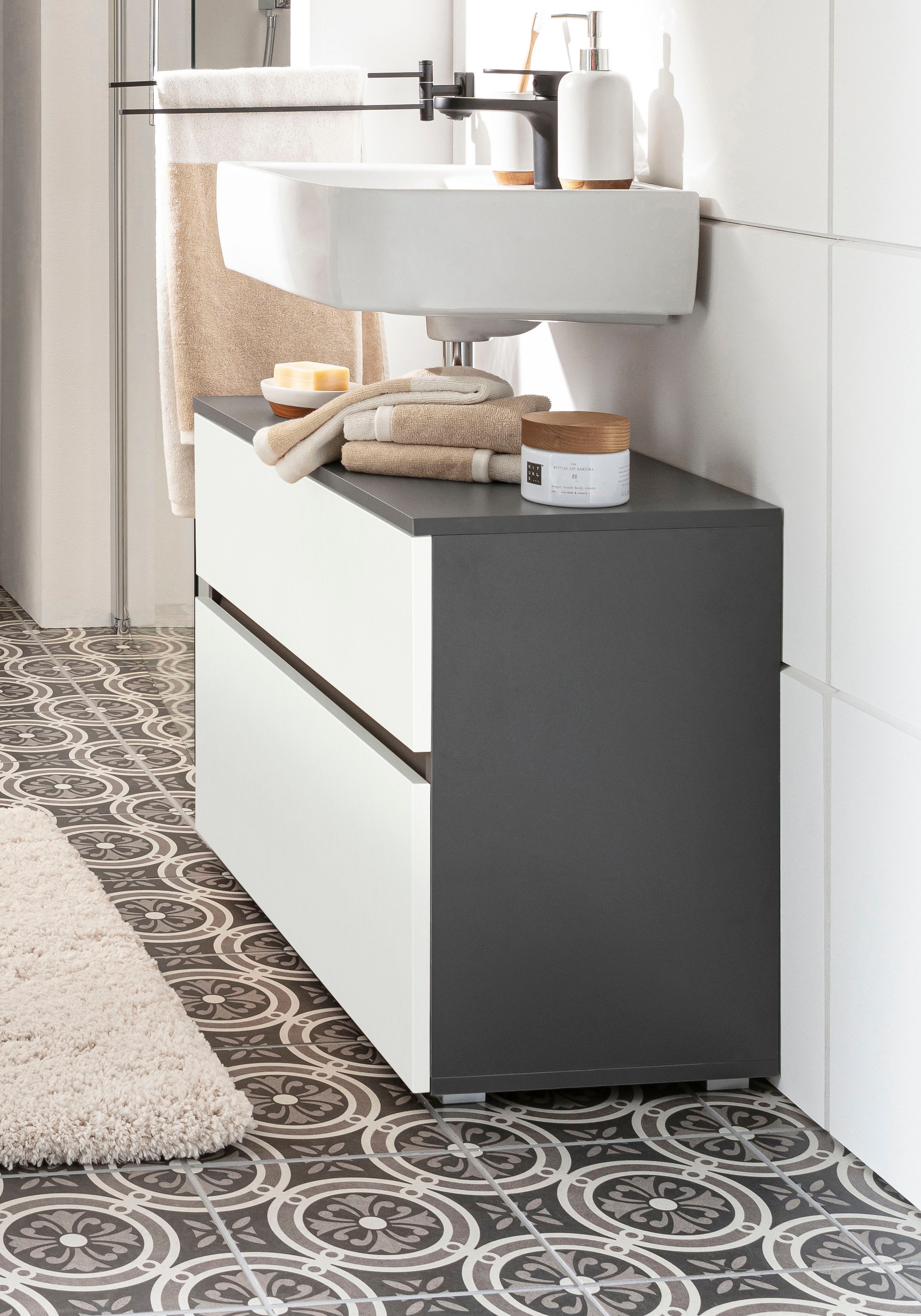 Home affaire Waschbeckenunterschrank "Wisla" Siphonausschnitt, Push-to-open günstig online kaufen