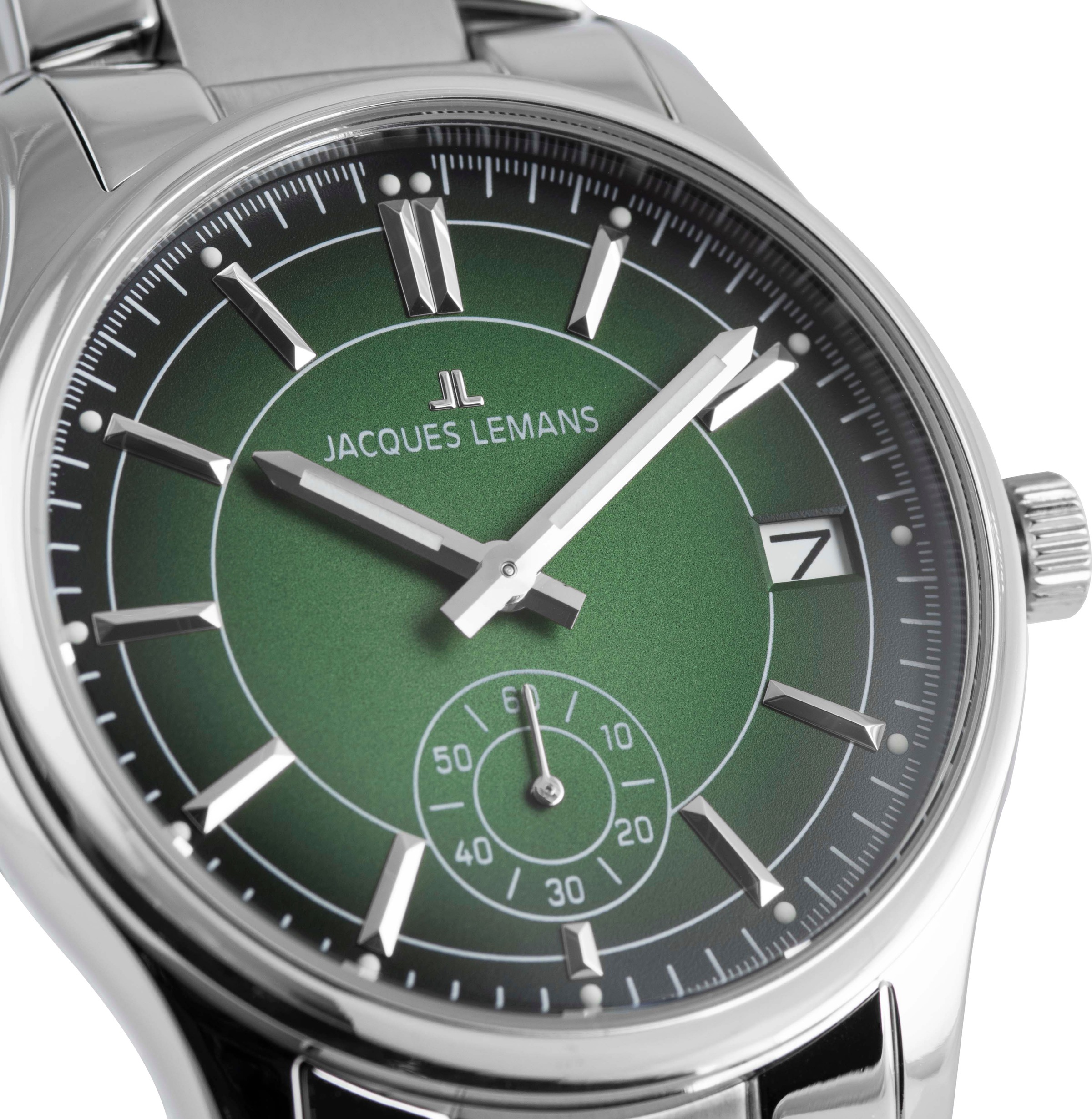 Jacques Lemans Quarzuhr »Derby«, Armbanduhr, Herrenuhr, Edelstahlarmband, analog, Tag, kleine Sekunde