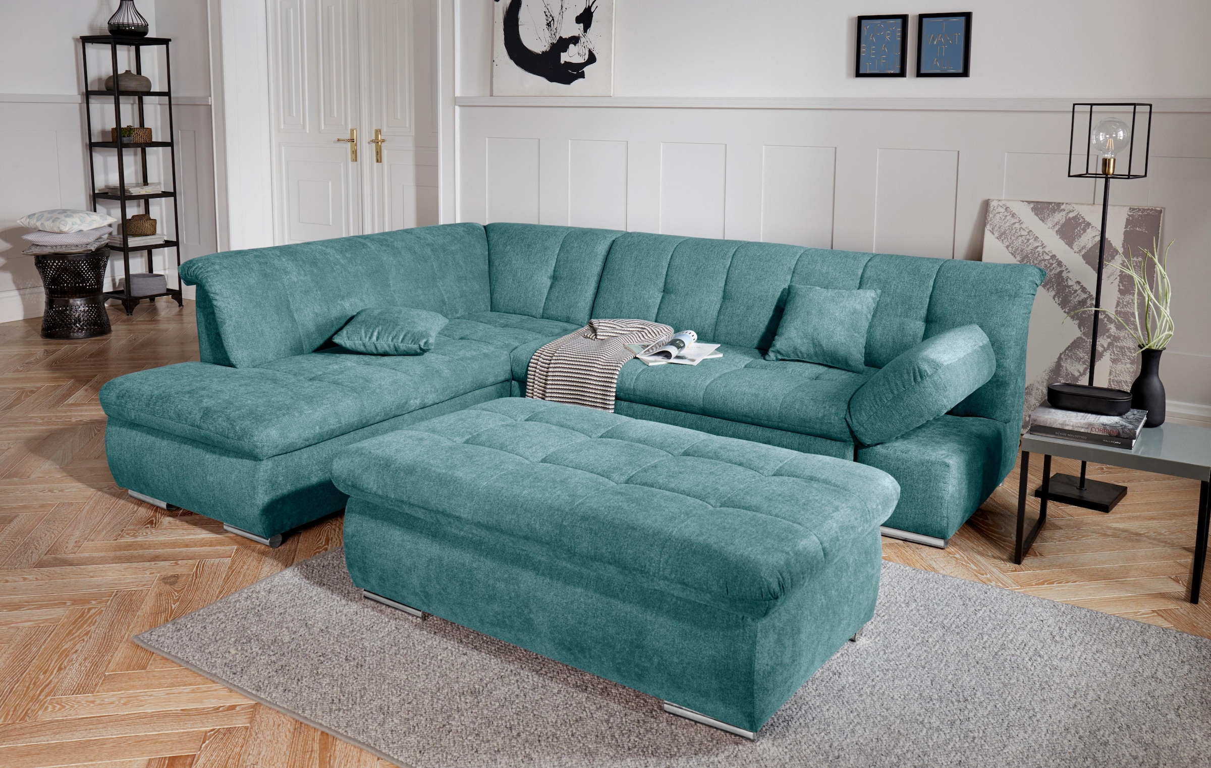 DOMO collection Ecksofa »Mona L-Form«, wahlweise mit Bett- und Armlehnfunktion