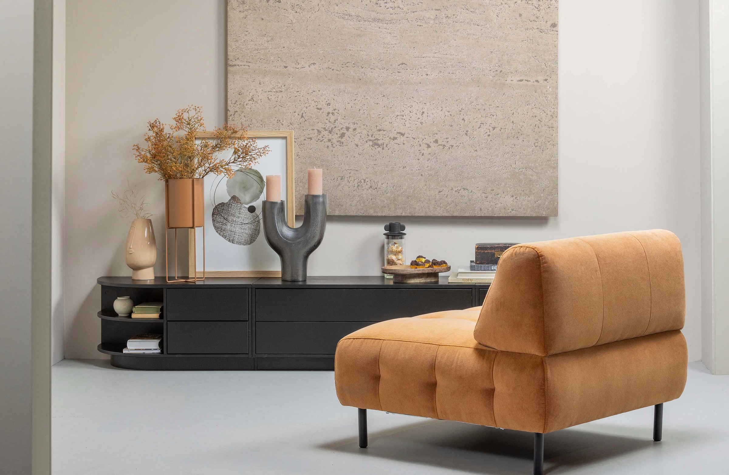 WOOOD Lowboard »Finca, Kommode mit abgerundeten Abschlussregal«, mit modernem Push-to-Open-System, Breite 78 cm