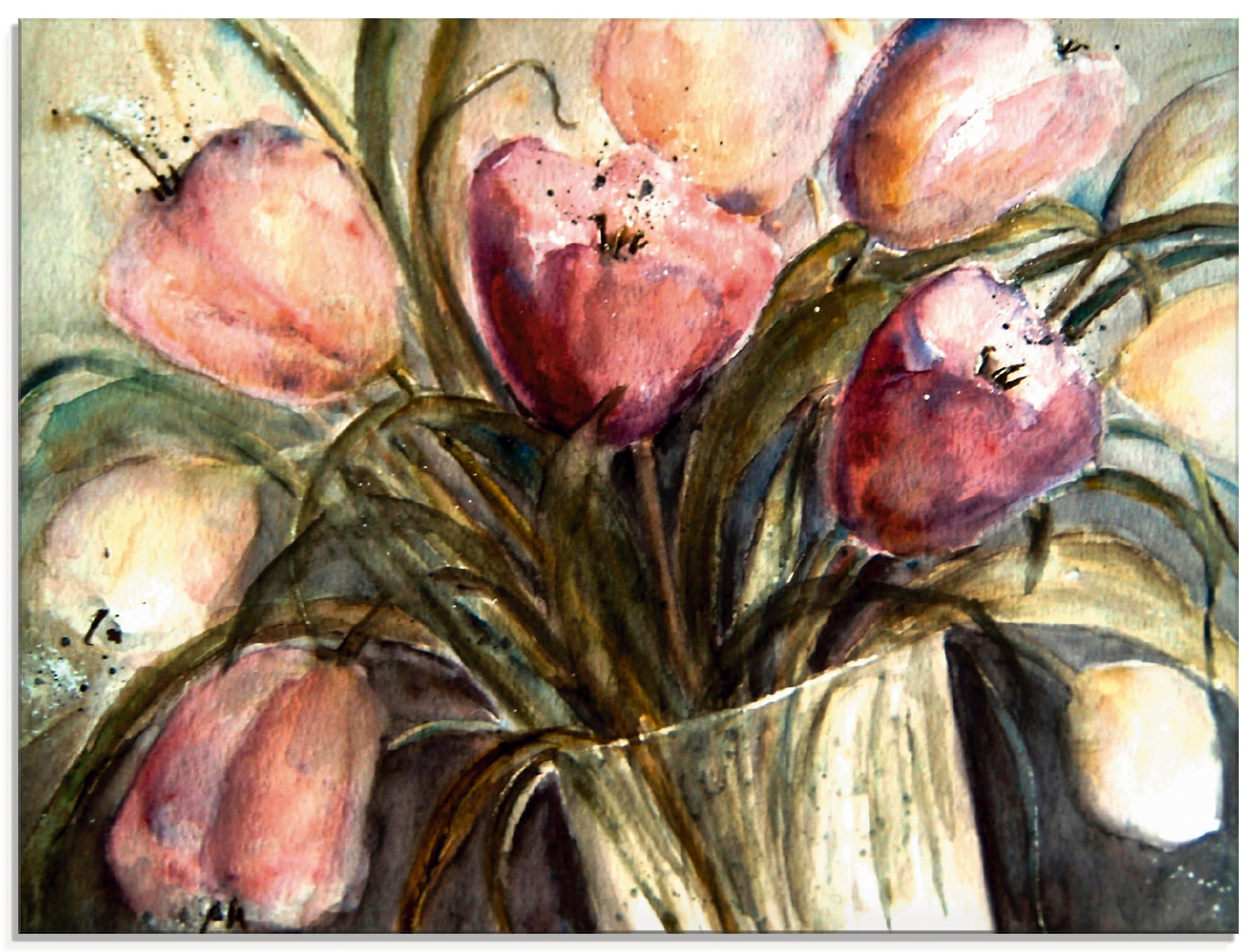 Artland Glasbild »Lila Tulpen in Vase«, Blumen, (1 St.), in verschiedenen G günstig online kaufen