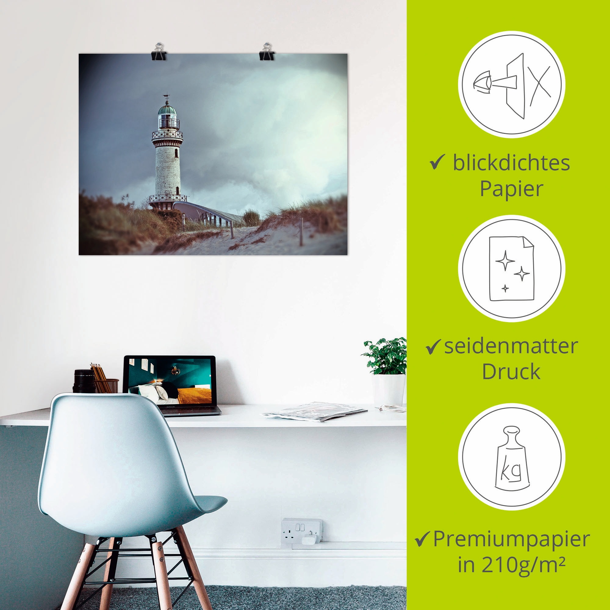 Artland Wandbild »Der Warnemünder Leuchtturm«, Gebäude, (1 St.), als Leinwandbild, Poster in verschied. Größen