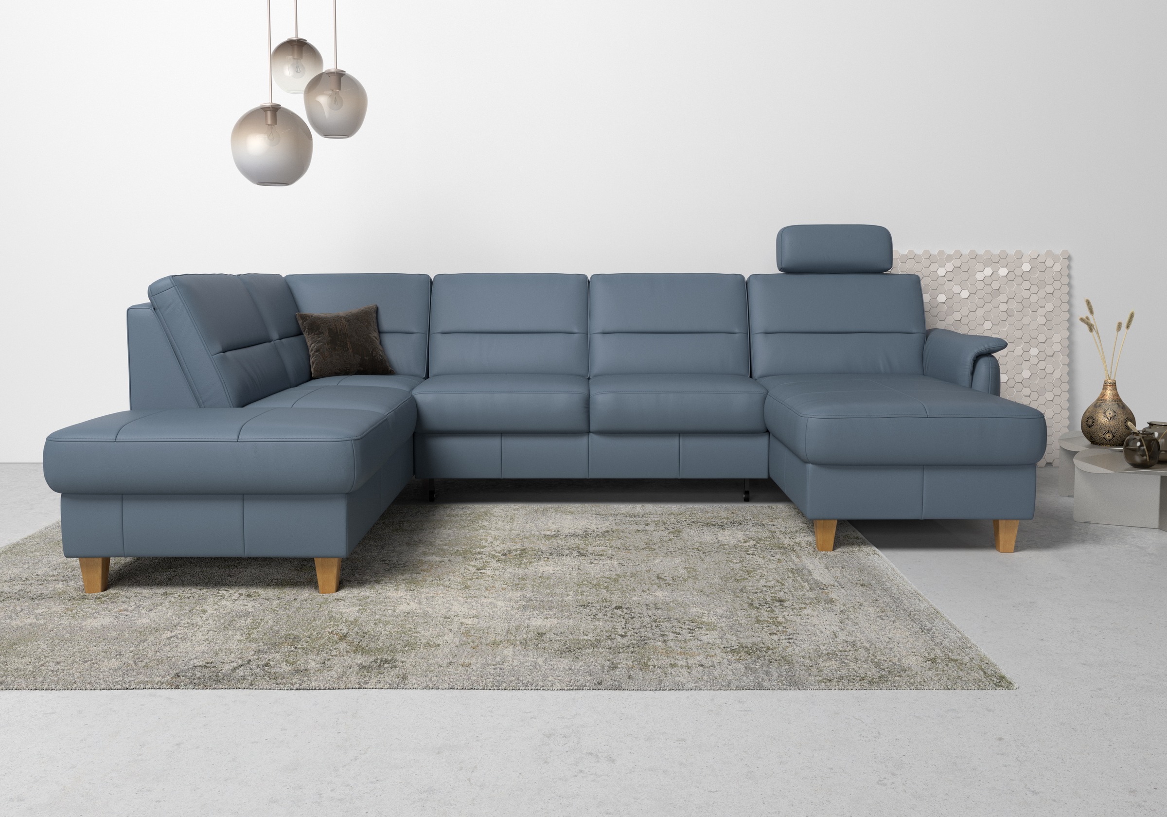 Home affaire Wohnlandschaft »Palmera U-Form«, Federkern, wahlweise mit Bettfunktion und mit/ohne Stauraum