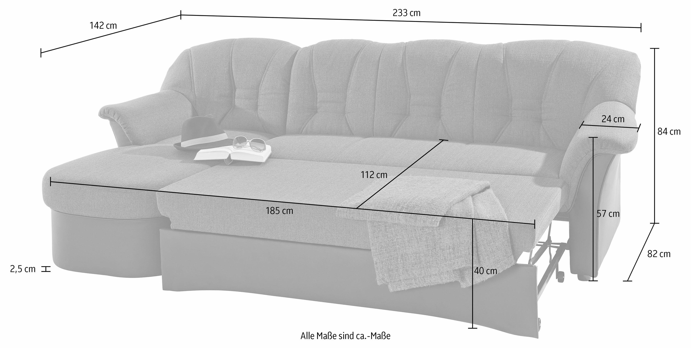 DOMO collection Ecksofa »Elva, zeitlose Formensprache, elegante Rückensteppung, L-Form«, wahlweise mit Bettfunktion und Federkern
