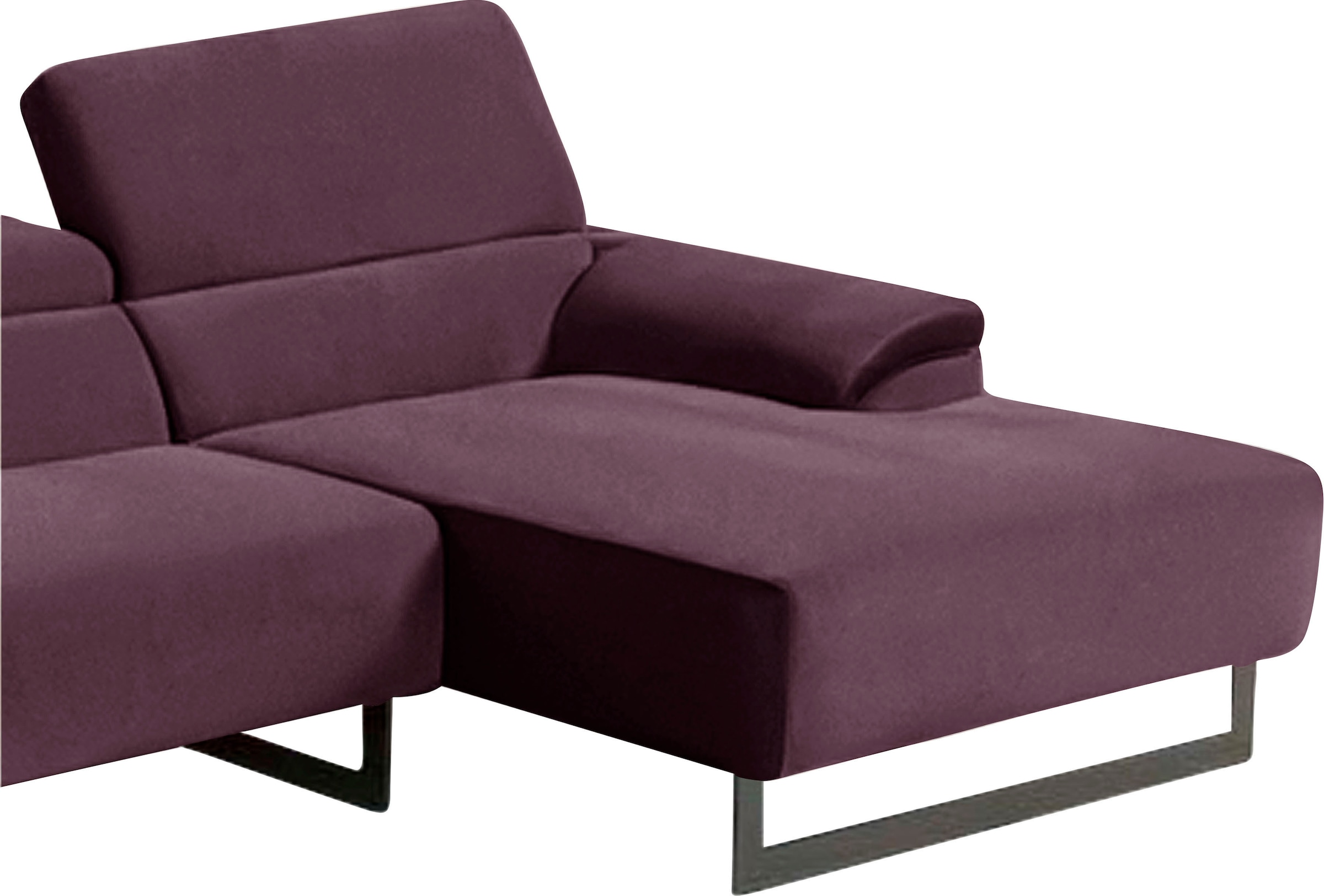 Egoitaliano Ecksofa »Malika, edel und bequem, Designsofa mit hochwertigen Bezügen, L-Form«, mit Recamiere, inkl. Kopfteilverstellung und chromfarbenen Metallfüßen