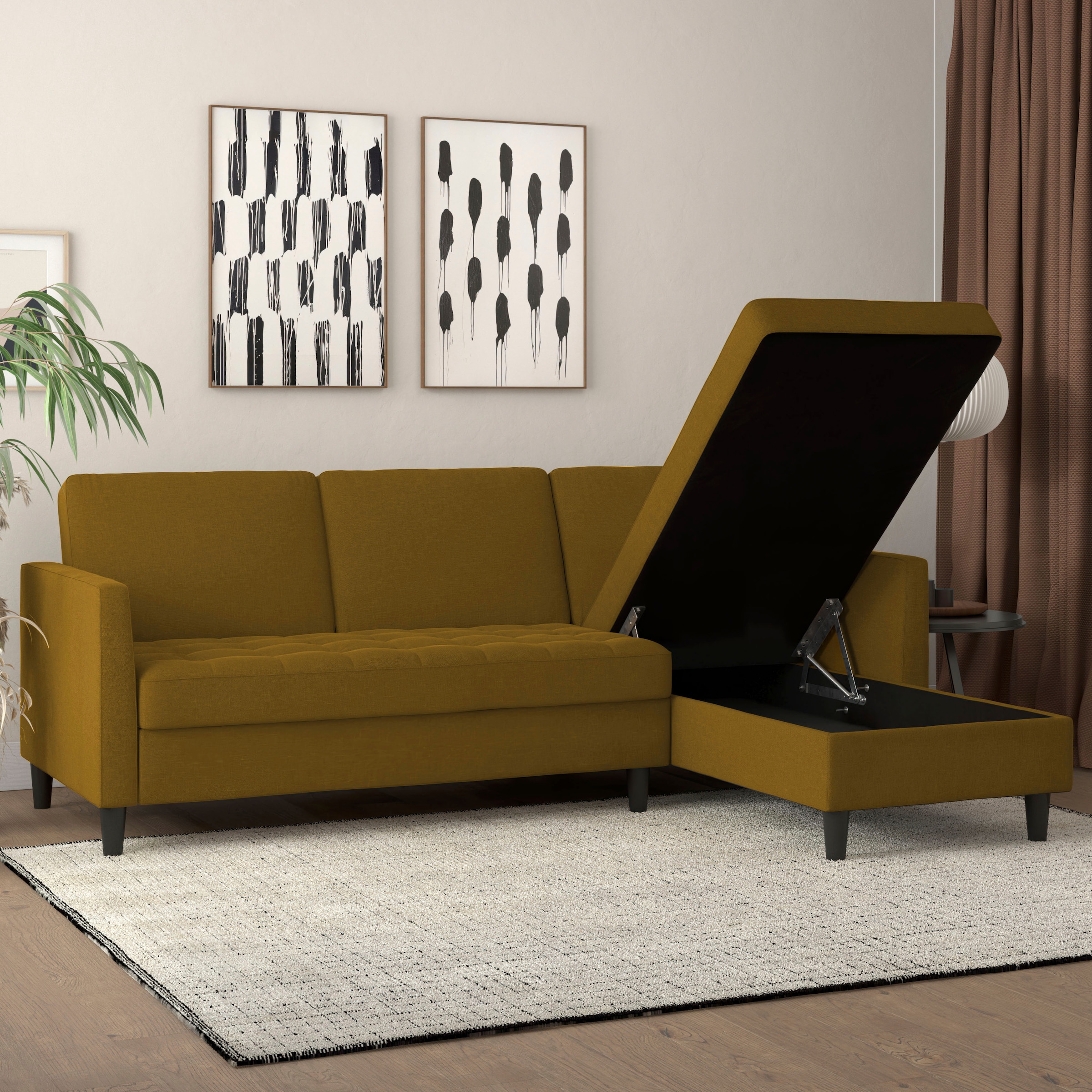 Dorel Home Ecksofa »Presley, L-Form,«, Ecksofa mit Bett-Funktion und Stauraum, verstellbare Rückenlehne