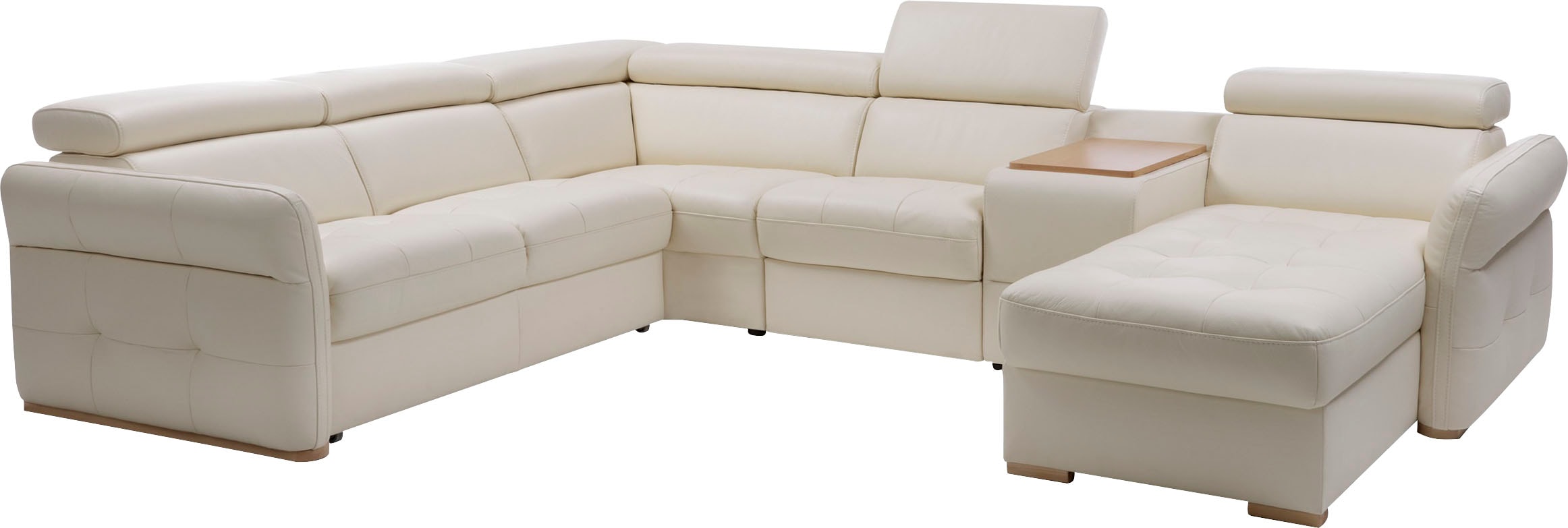 exxpo - sofa fashion Wohnlandschaft »Massimo, Familien Sofa mit viel Platz, Lederbezug, bequem, komfortabel«, U-Form, inkl. Bettfunktion, Bettkasten, elektr. Relaxfunktion