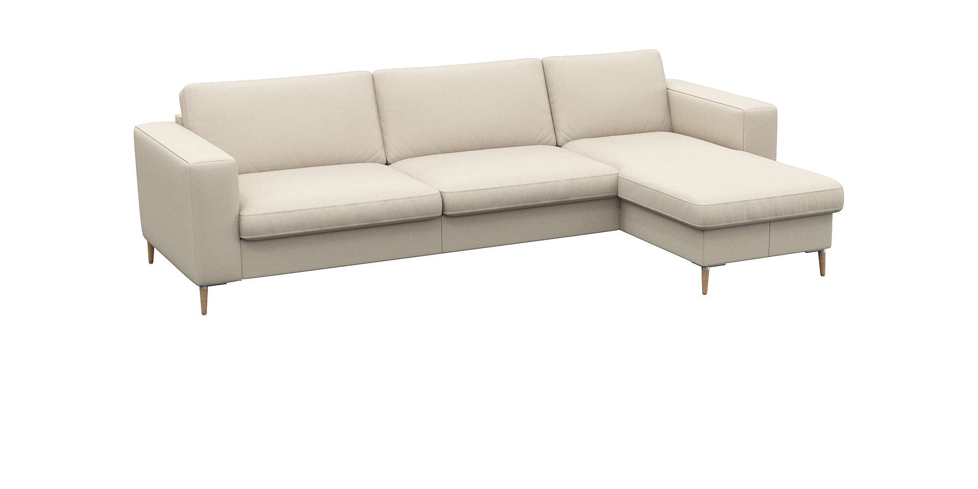 FLEXLUX Ecksofa »Fiore, super Sitzkomfort durch Kaltschaum im Sitz, L-Form«, breite Armlehnen, Kaltschaum, Füße Alu+ Eiche