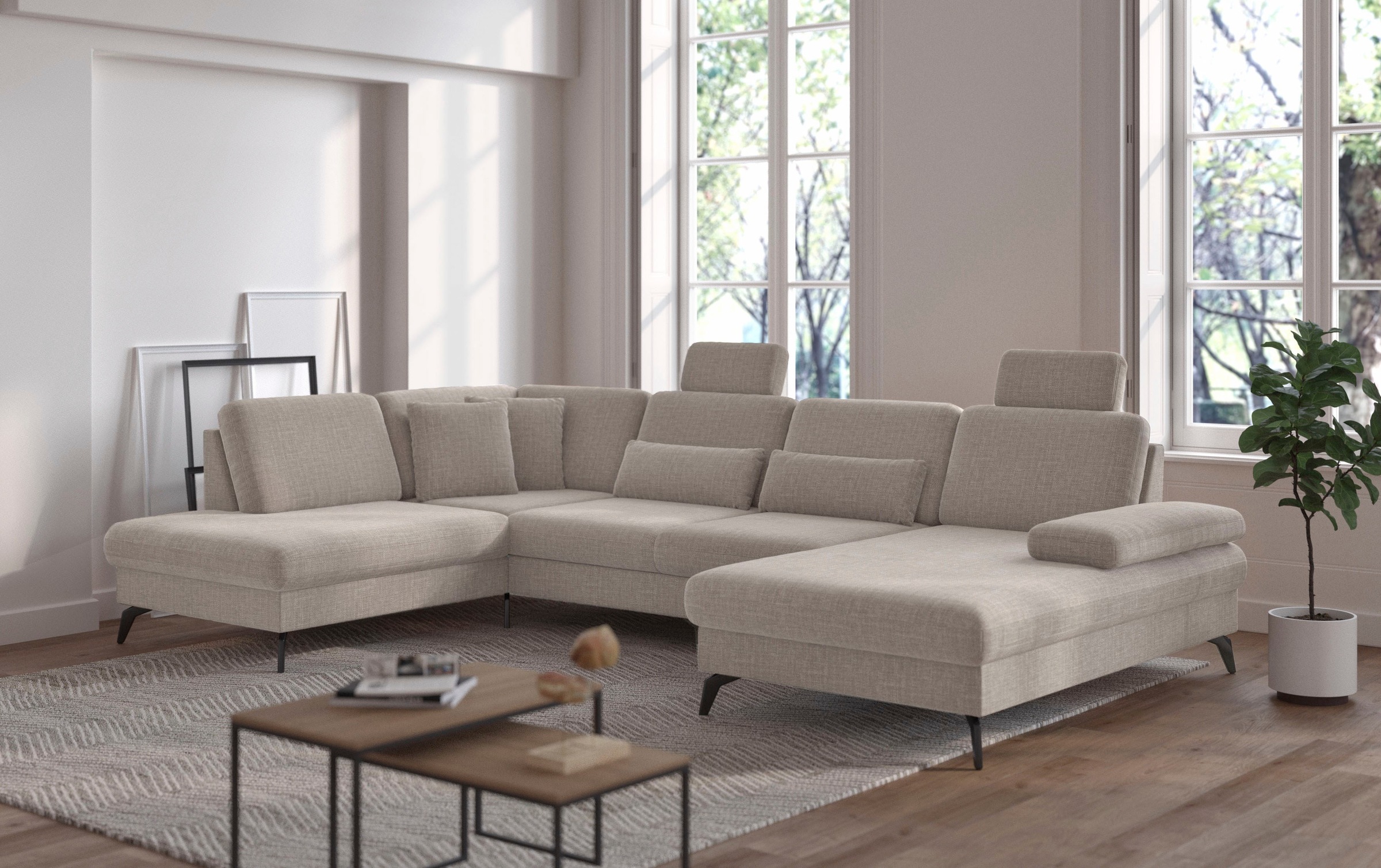 sit&more Wohnlandschaft »Morris U-Form, inkl. Sitztiefenverstellung«, wahlweise mit Armteilverstellung, Bettfunktion & Bettkasten