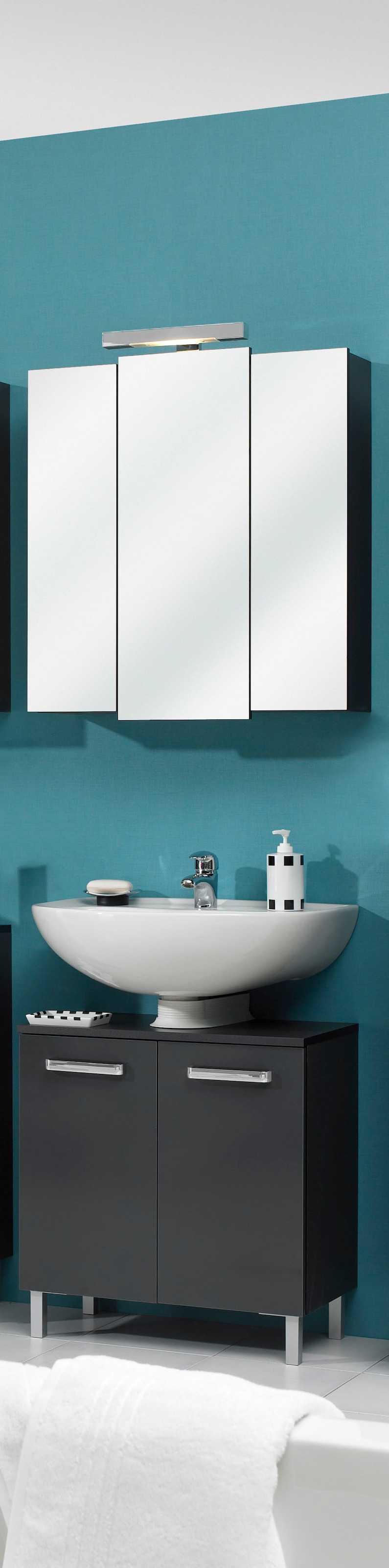 Saphir Badmöbel-Set »Quickset 2-teilig, Waschbeckenunterschrank mit LED-Spi günstig online kaufen