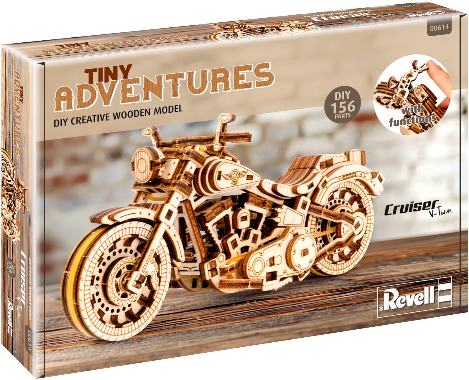 Revell® Modellbausatz »Revell Tiny Adventures, Cruiser V-Twin, Motorrad-Bausatz aus Holz« 1:13 Made in Europe, FSC® - schützt Wald