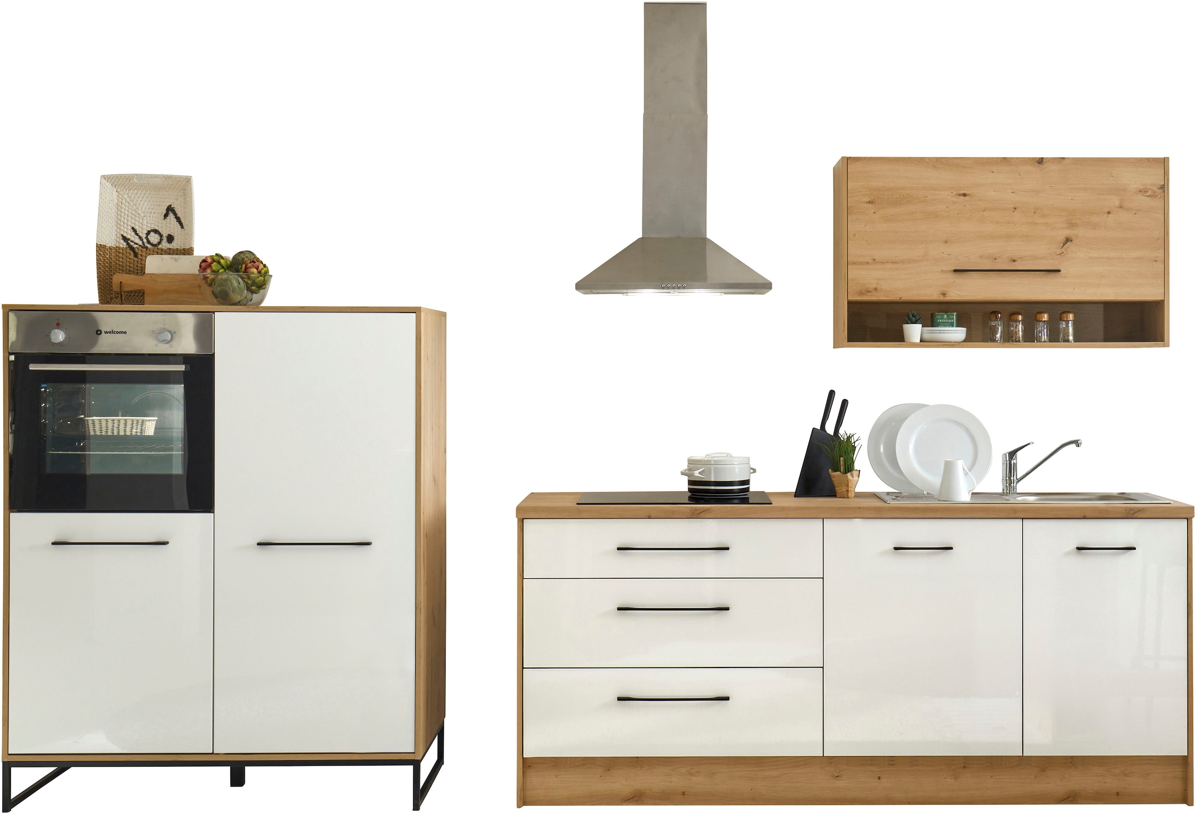 BASIC by Balculina Küche »Seattle«, 330 cm breit, wahlweise mit oder ohne E günstig online kaufen