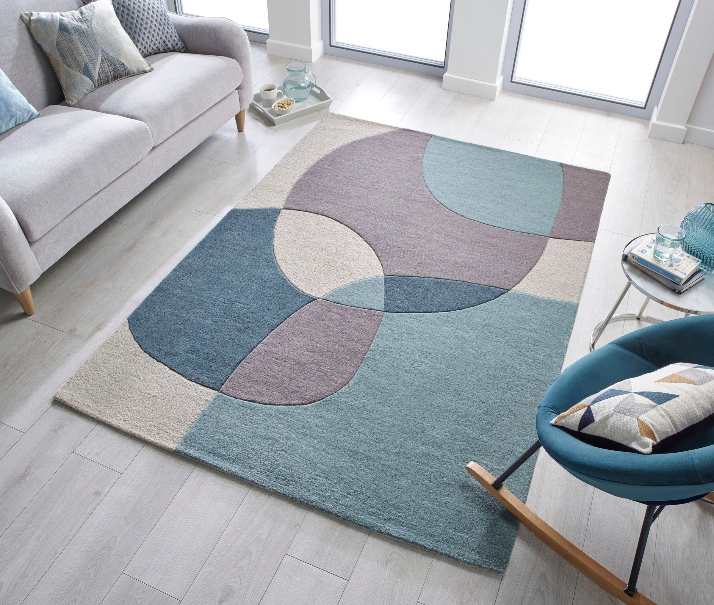 FLAIR RUGS Wollteppich »Glow«, rechteckig, 8 mm Höhe, fußbodenheizungsgeeignet, mit Hoch-Tief-Effekt, gemustert