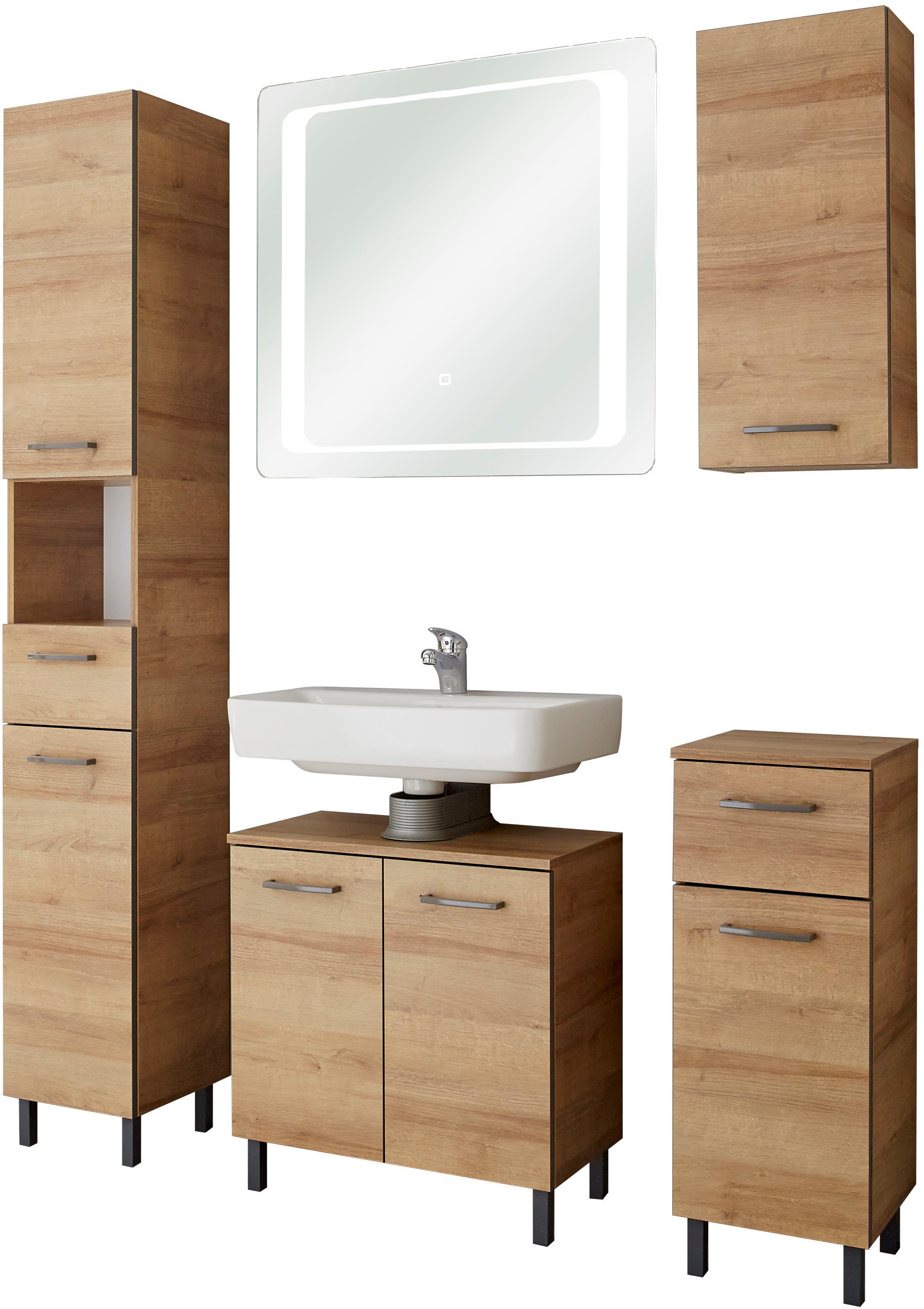 Saphir Badmöbel-Set »Quickset 919 5-teilig, Waschbeckenunterschrank mit LED günstig online kaufen