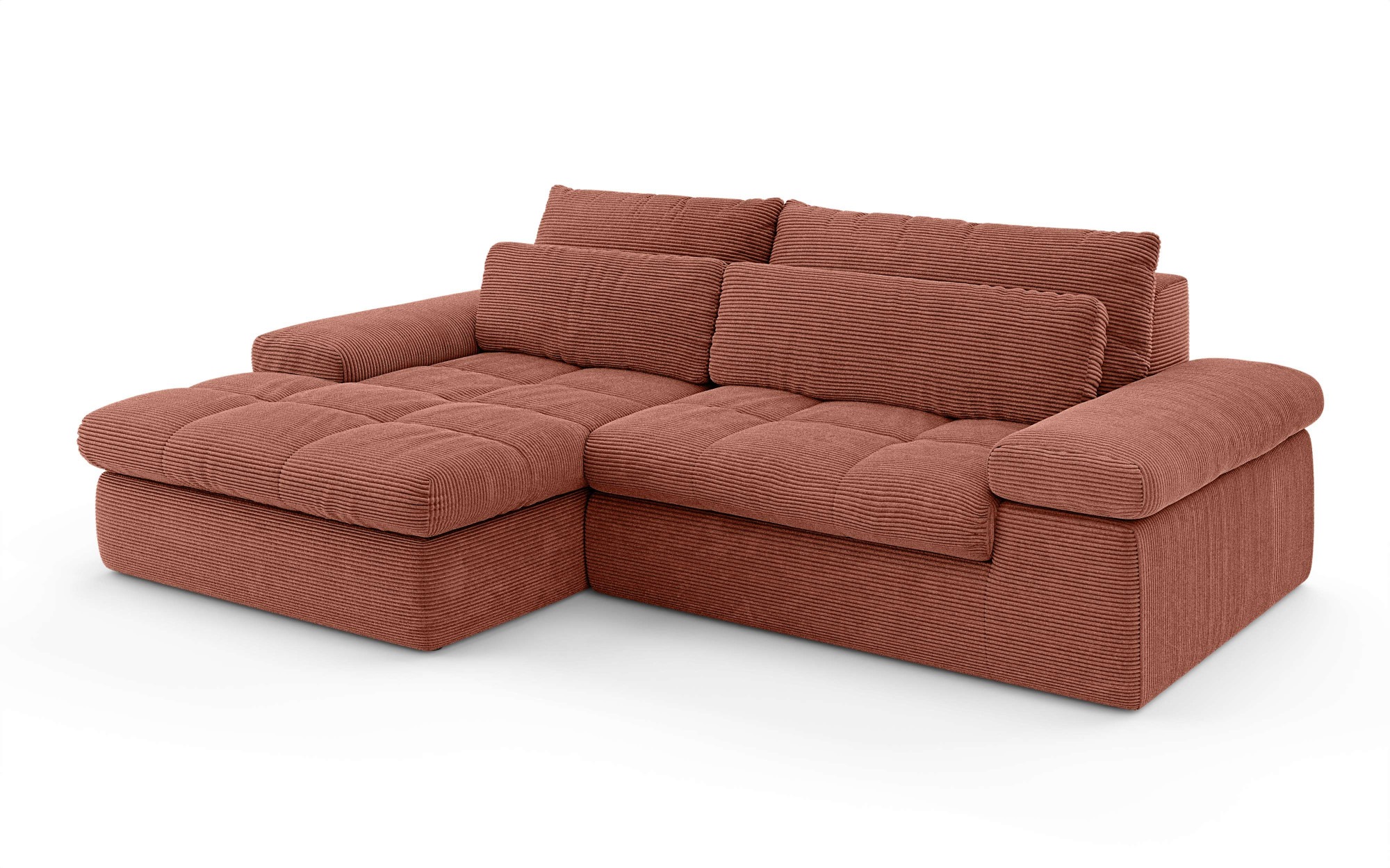 Home affaire Ecksofa »ALVERIE mit Recamiere, moderne Steppung, Maße: B/T/H 274/203/106 cm«, L-Form mit Wellenunterfederung, mit 4 Rückenkissen, pflegeleicht Stoff