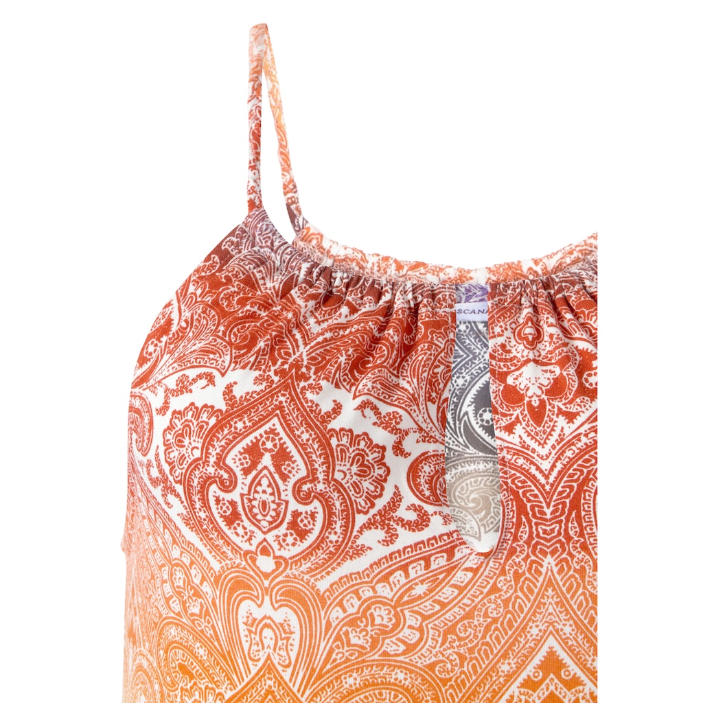 LASCANA Jerseykleid, mit Alloverdruck, kurzes Strandkleid im Batik-Stil, Sommerkleid