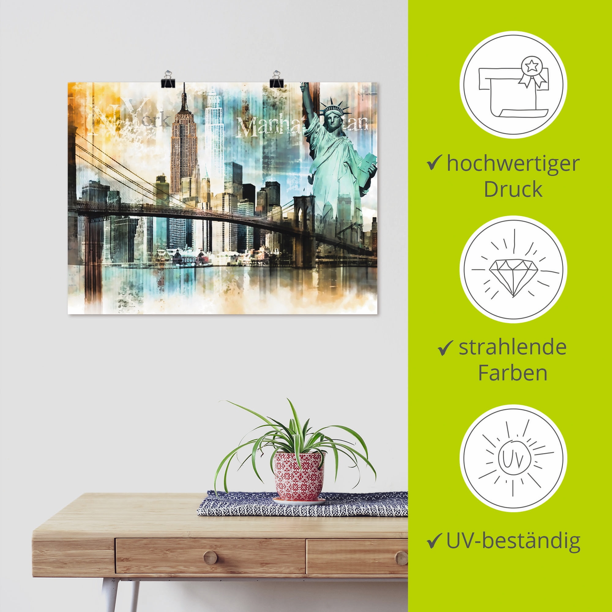 Artland Wandbild »New York Skyline Collage IV«, Amerika, (1 St.), als Leinwandbild, Poster in verschied. Größen