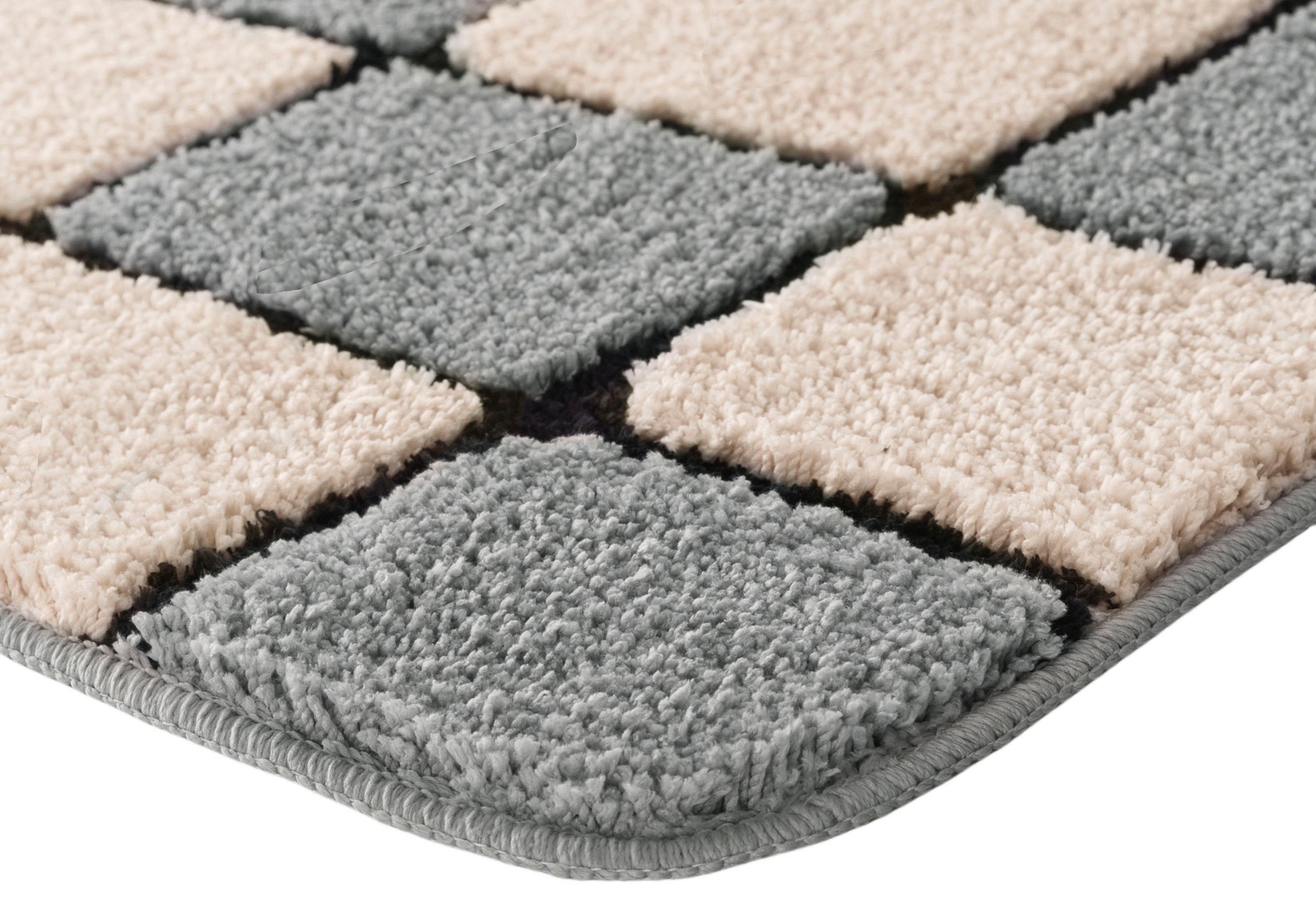 my home Badematte »Melli«, rutschhemmend beschichtet, fußbodenheizungsgeeignet, Badteppich, mit Muster, karierte Badematte