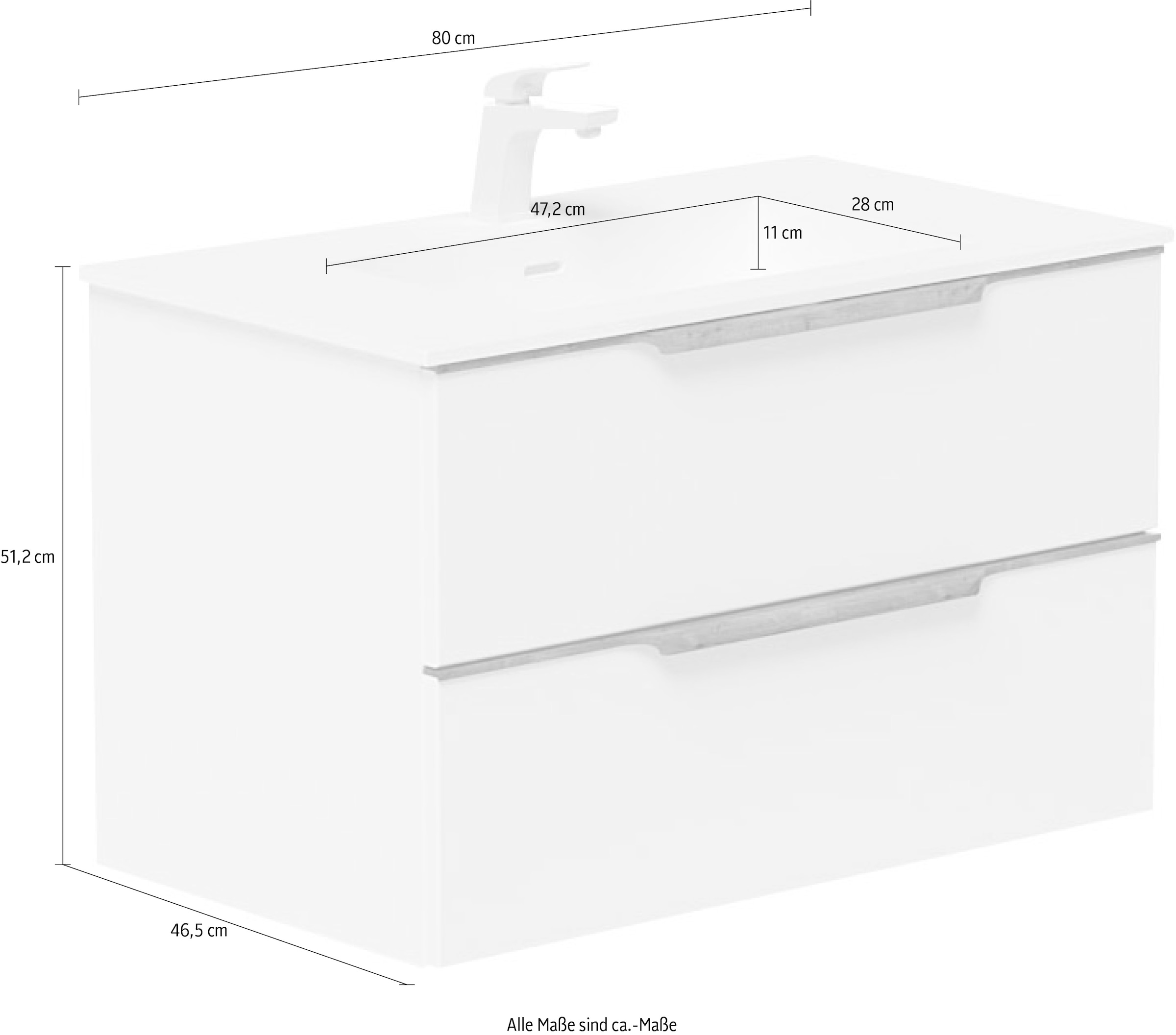 welltime Waschtisch »Amber«, mit CORIAN-Acrylstein Waschbecken, massive Eichendetails