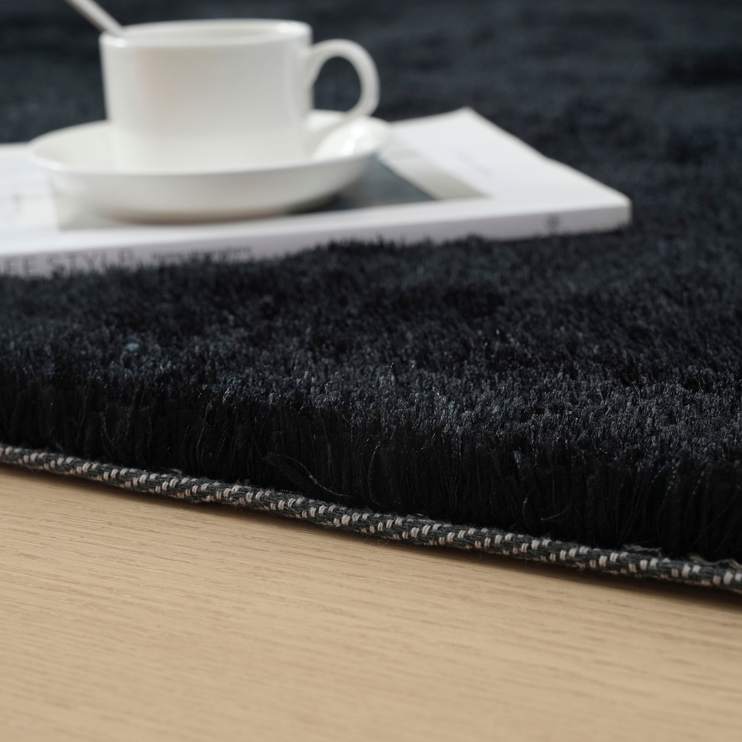 my home Hochflor-Teppich »Dana light, besonders weich, Mikrofaser Teppiche«, rechteckig, 25 mm Höhe, uni, leichter Glanz, Wohnzimmer, Schlafzimmer, Esszimmer