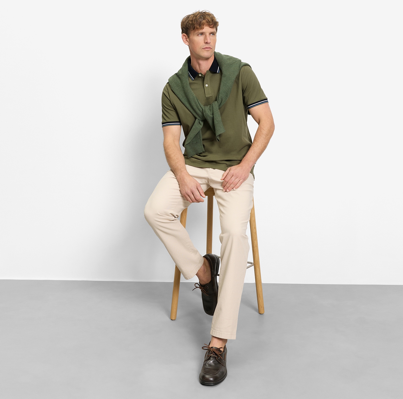 OLYMP Poloshirt »Casual« farbliche Kontrast-Details