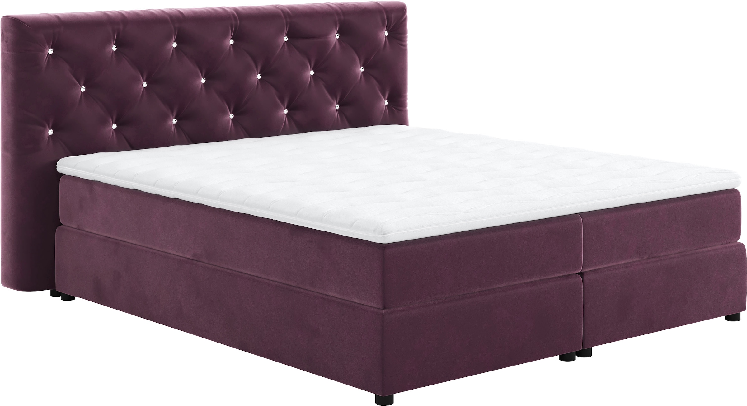 COTTA Boxspringbett »Castle«, mit Strasssteinen im Kopfteil, inkl. Topper