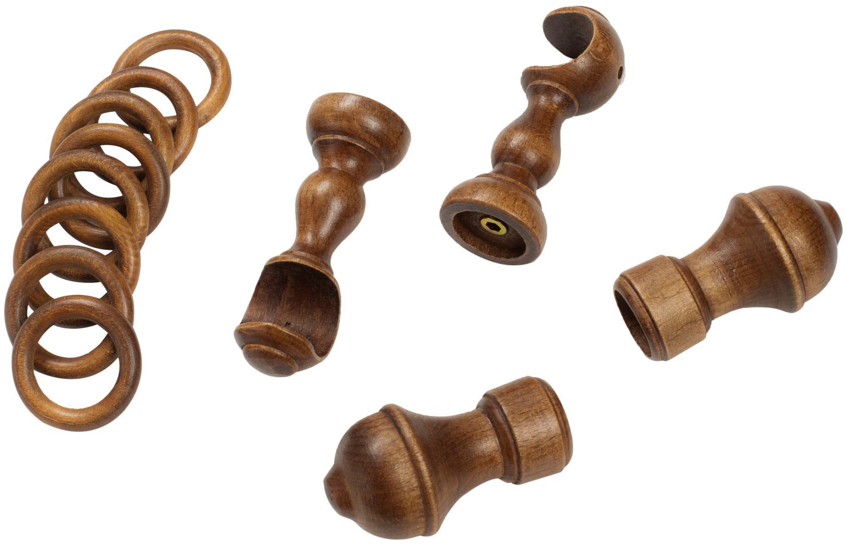SN DECO GROUP Gardinenstange »Ares«, 1 läufig-läufig, Fixmaß, 28 mm, Holz, verschiedene Längen und Farben, Komplettset
