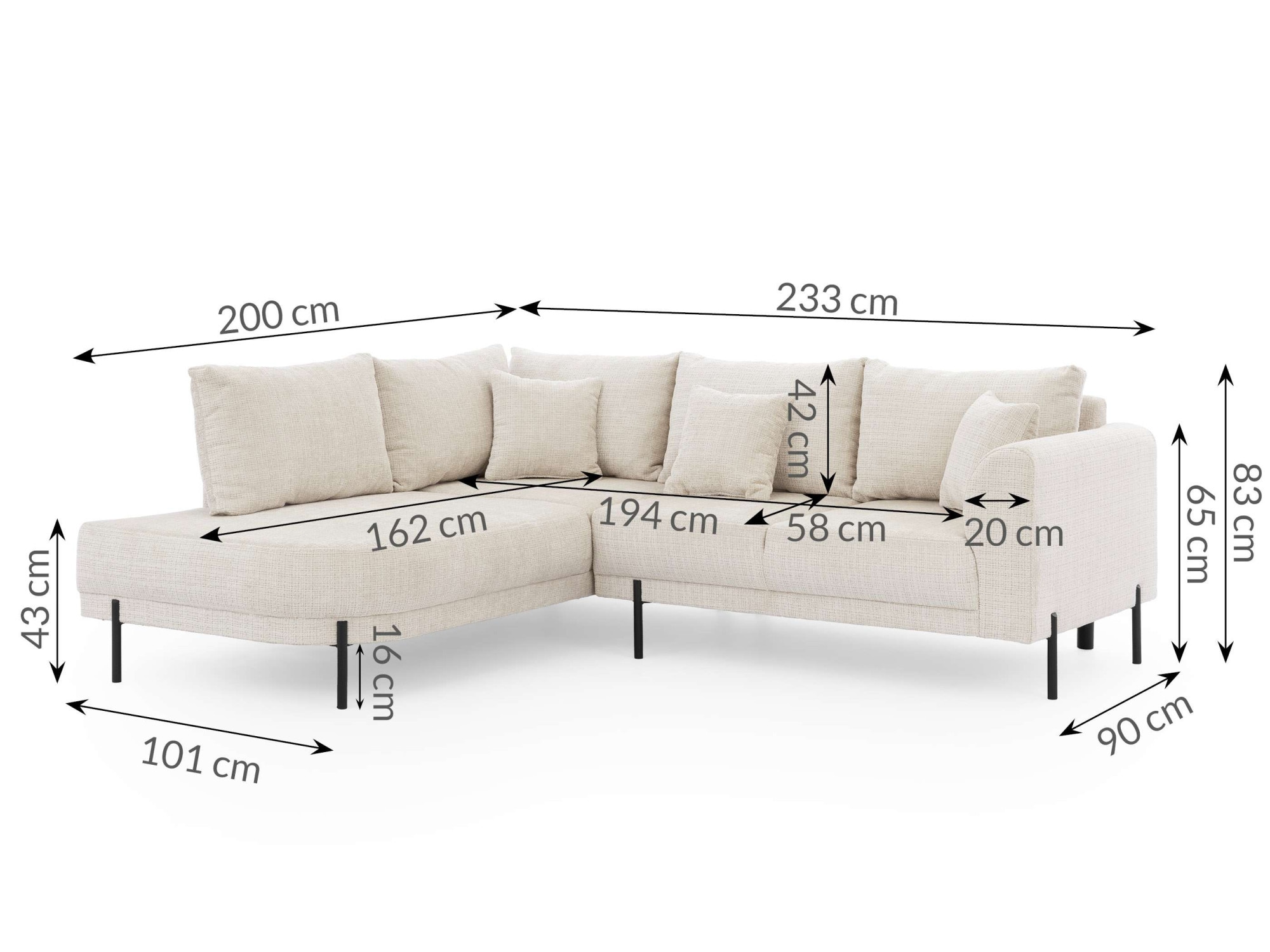 Home affaire Ecksofa »NELLIA L-Form mit Ottomane rechts oder links bestellbar, Breite 231 cm« enthält 5 Rückenkissen, angenehmen Sitzkomfort, belastbar bis 480kg