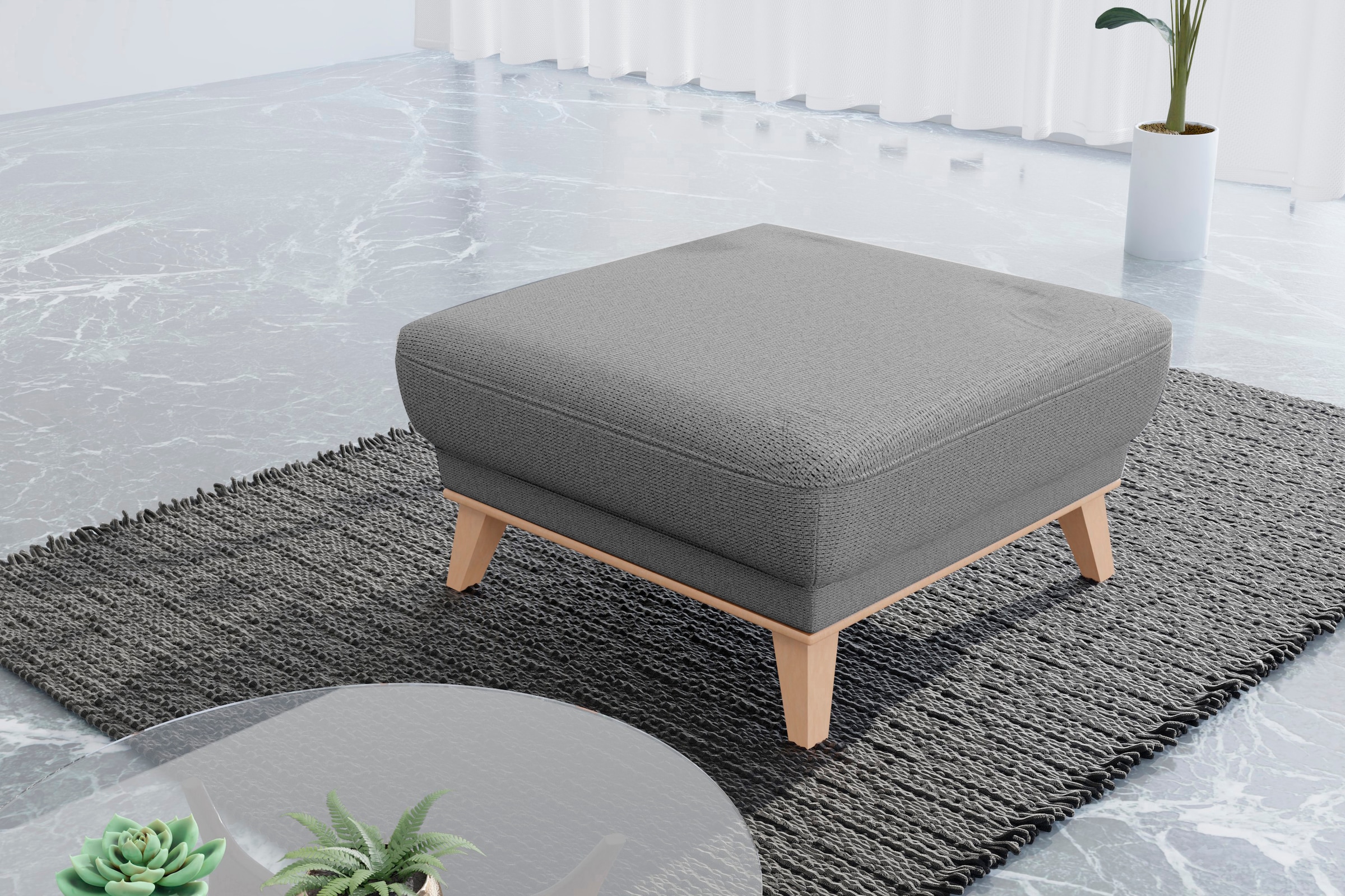 sit&more Polsterhocker »Lavida«, Mit elegantem Holzrahmen günstig online kaufen