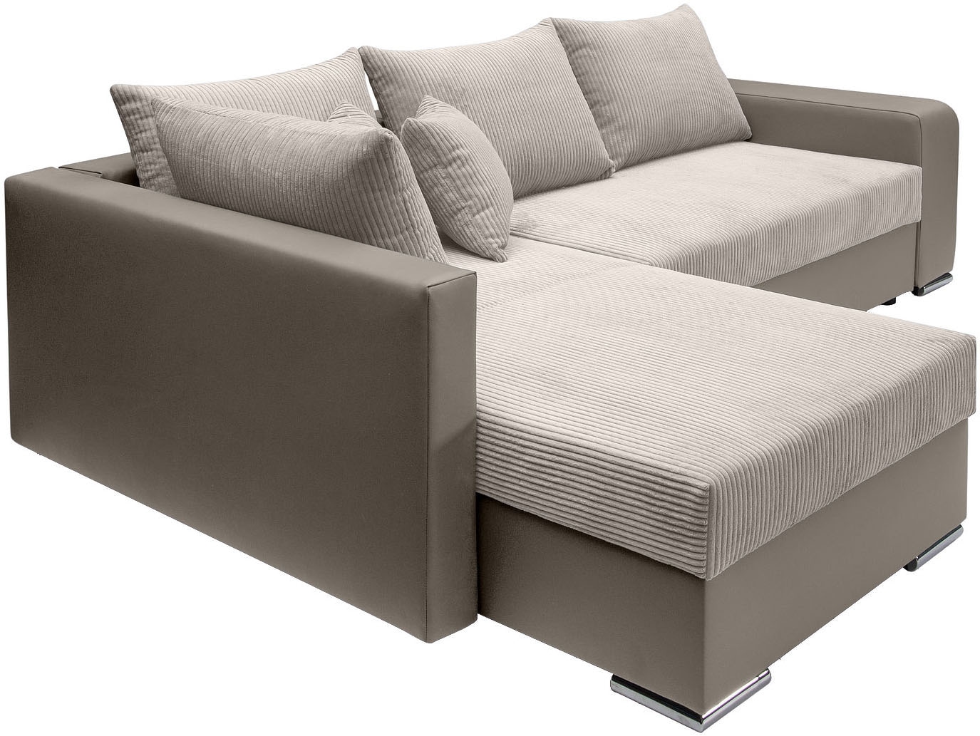 COLLECTION AB Ecksofa »L-Form«, Regalarmlehne mit LED RGB Beleuchtung,Bettfunktion und Bettkasten