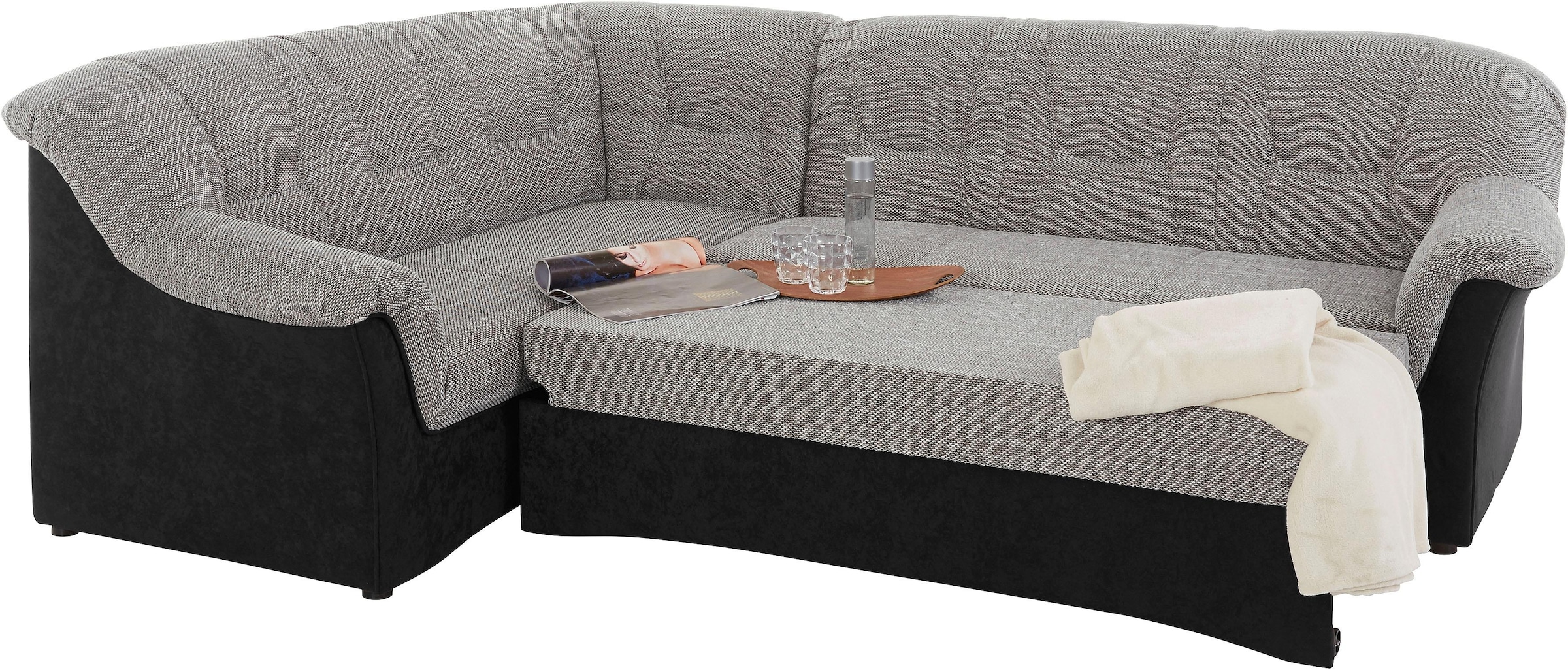 DOMO collection Ecksofa »Sarafina zeitlos und komfortabel, optional mit Federkern, L-Form«, wahlweise mit Bettfunktion