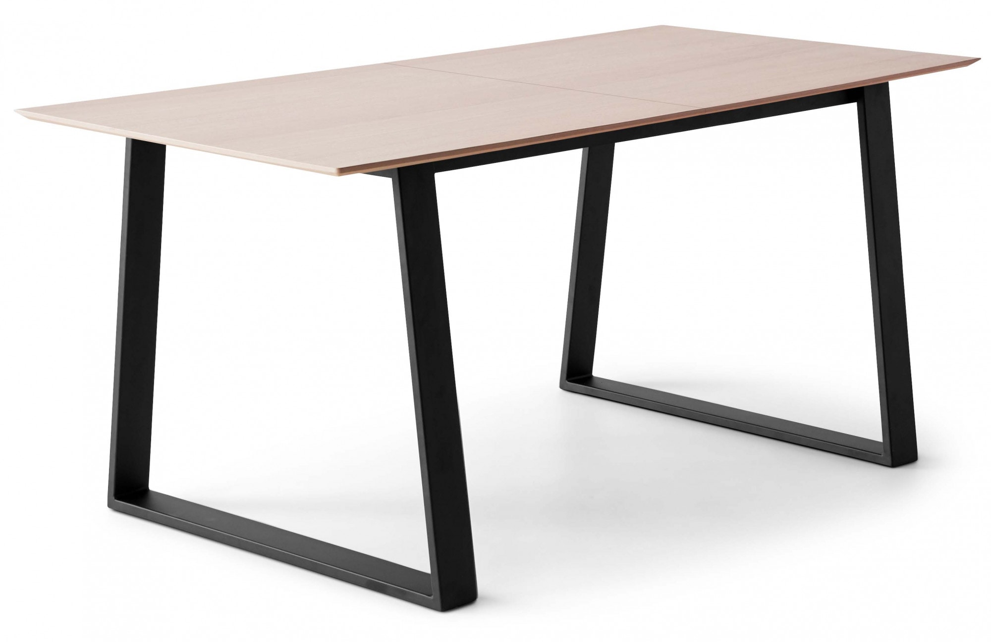 Esstisch „Meza by „, rechteckige Tischplatte MDF, Trapez Metallgestell, 2 Einlegeplatten, Natur + Schwarz B/H: 165 cm x 73,5 cm